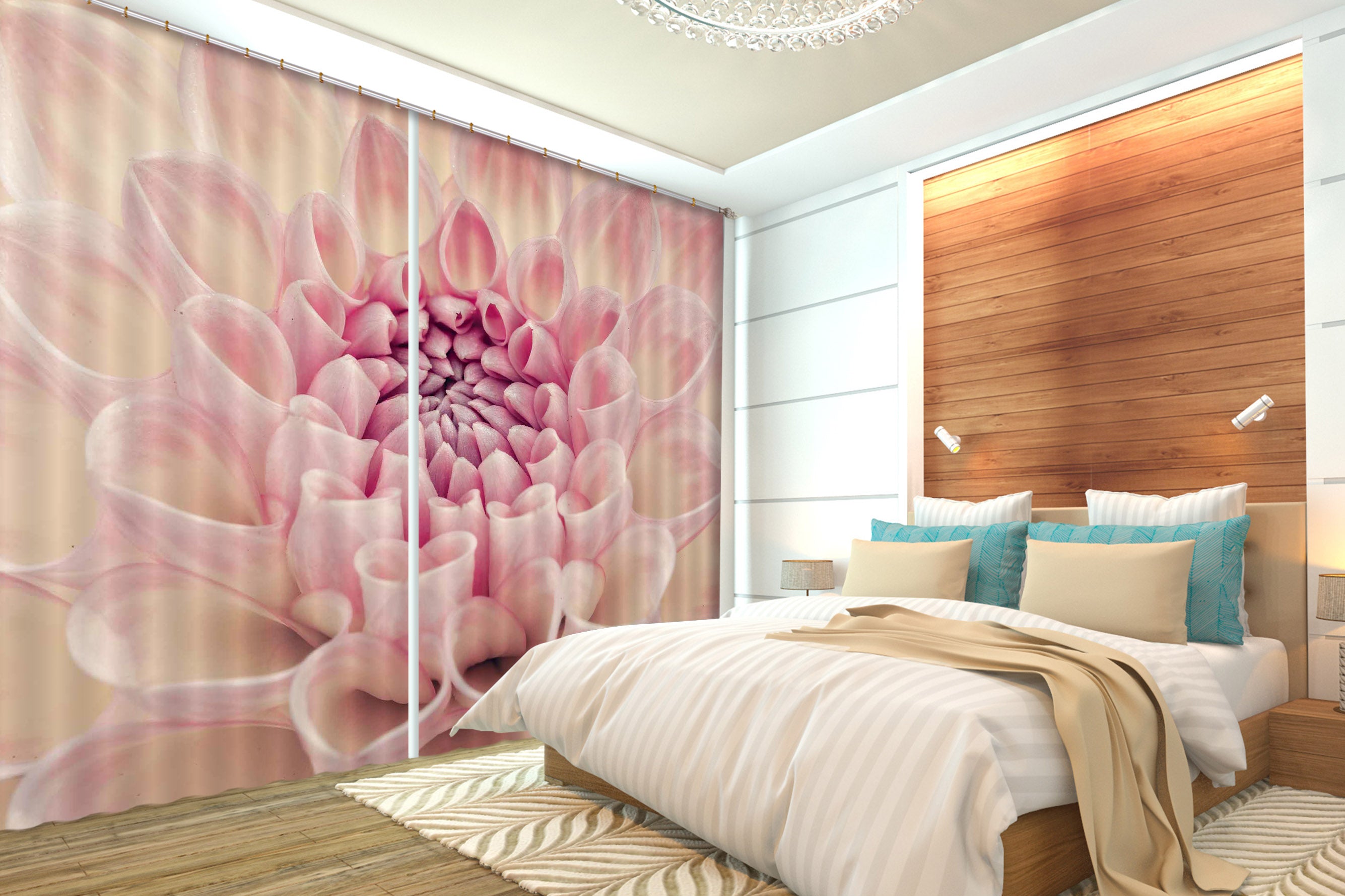3D Pink Flower Bud 6331 Assaf Frank Curtain Curtains Drapes