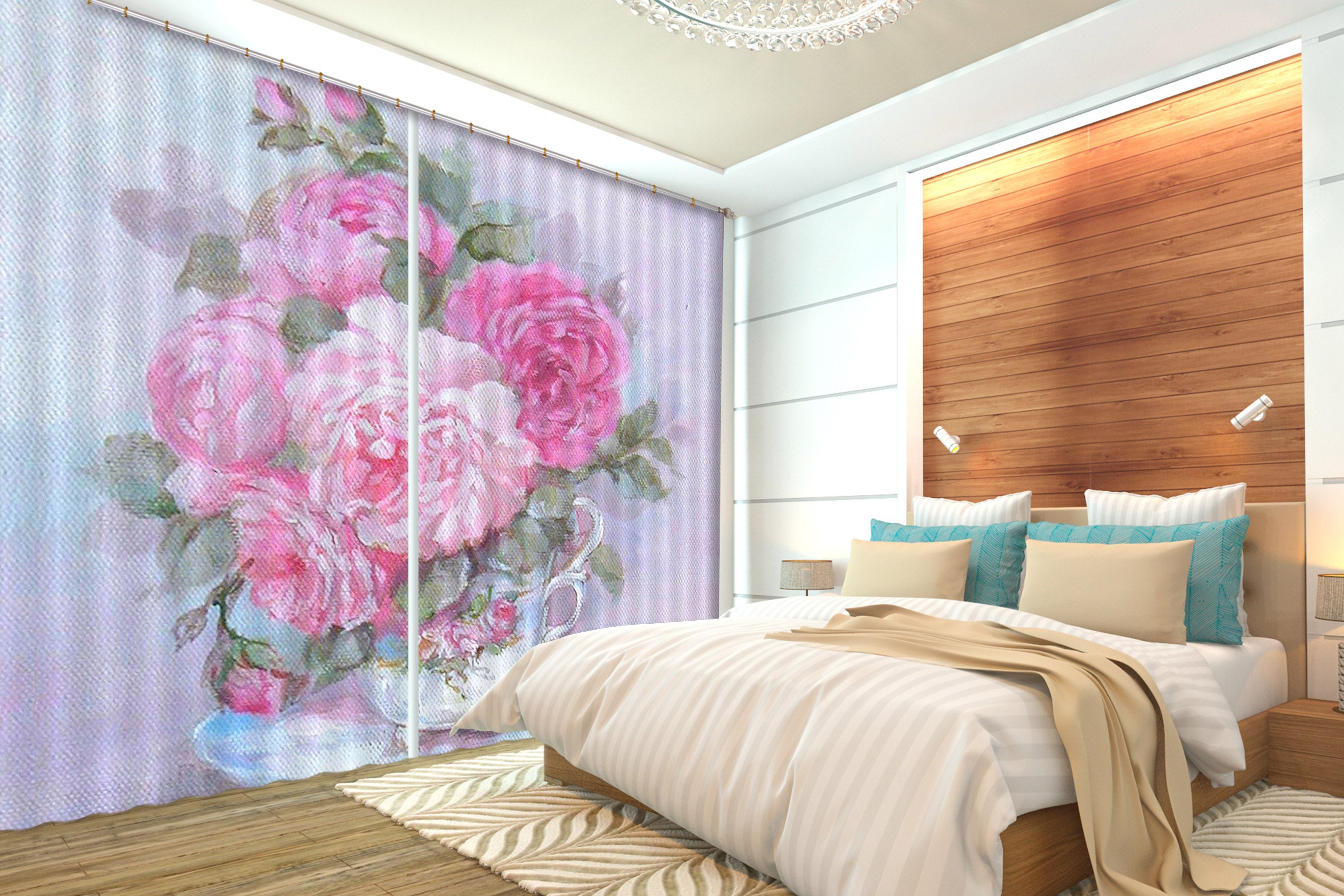 3D Pink Flowerpot 3084 Debi Coules Curtain Curtains Drapes