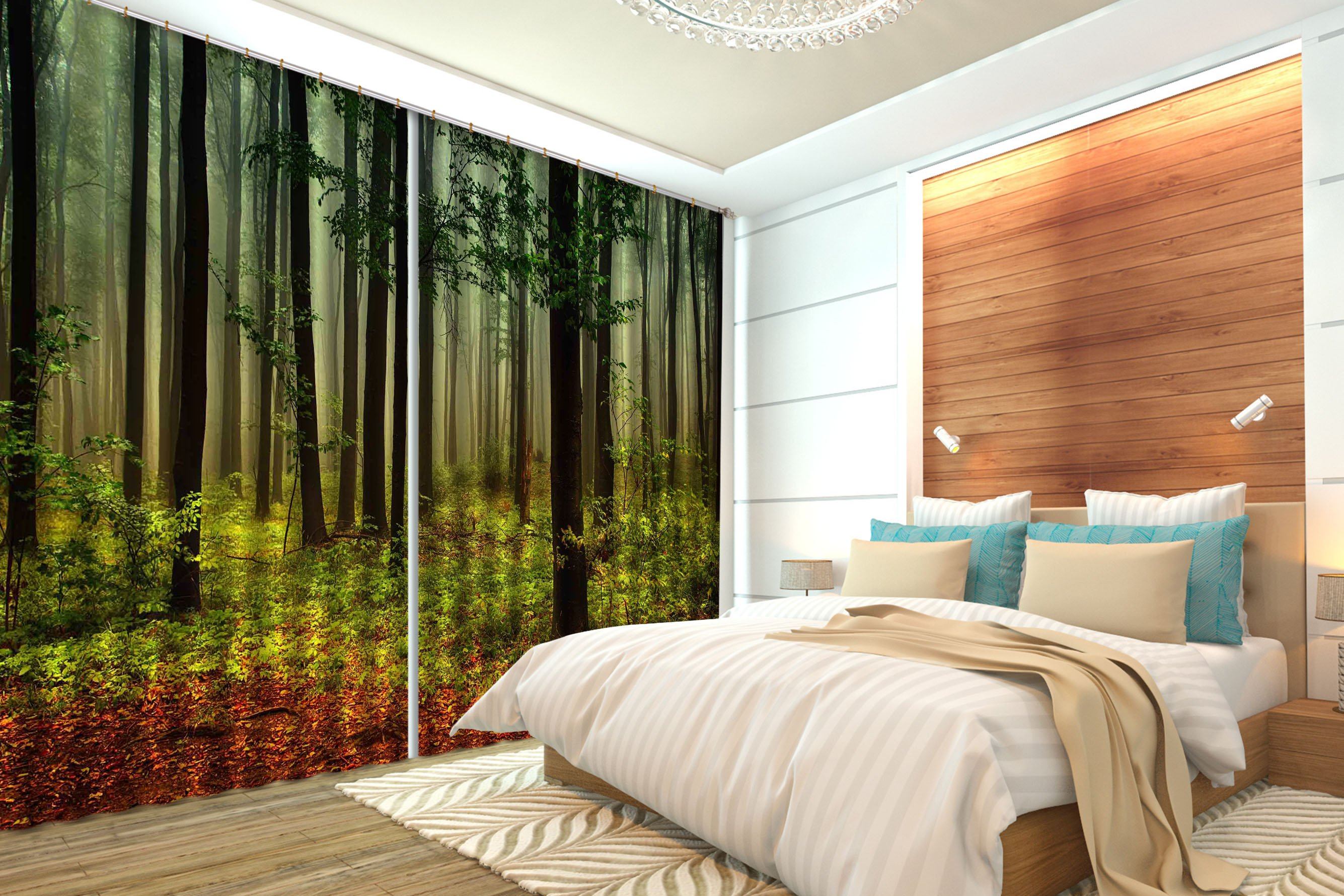 3D Misty Forest 2464 Curtains Drapes Wallpaper AJ Wallpaper 