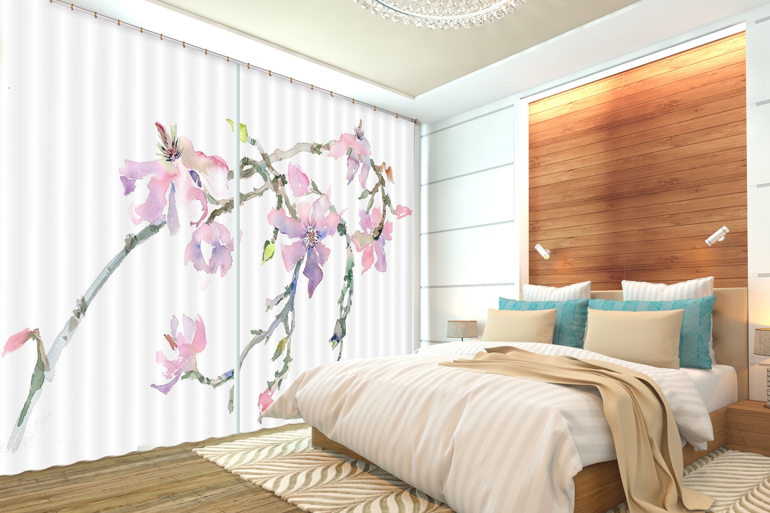 3D Peach Blossom 006 Anne Farrall Doyle Curtain Curtains Drapes Curtains AJ Creativity Home 