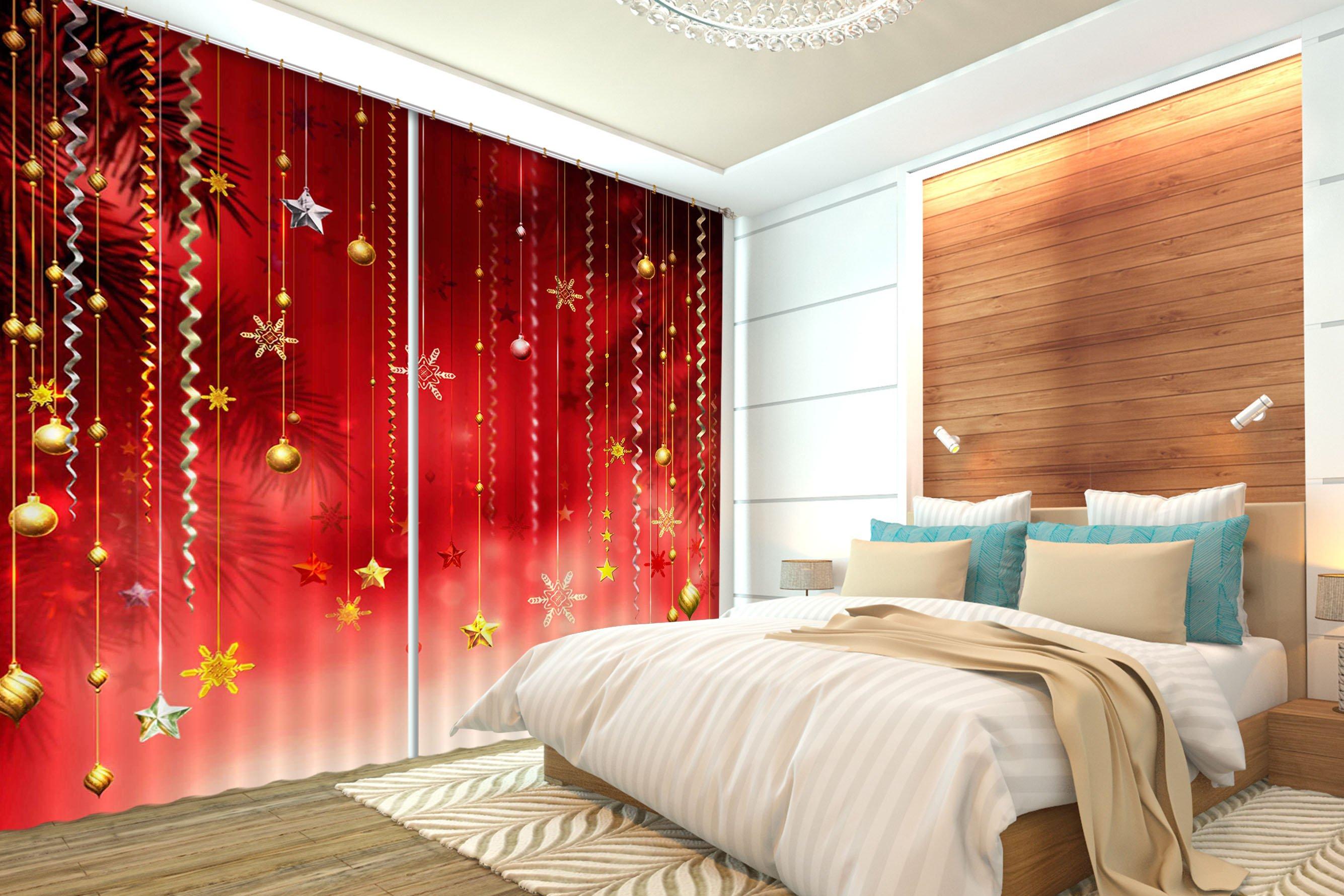 3D Christmas Snowflake Ornaments 47 Curtains Drapes Curtains AJ Creativity Home 