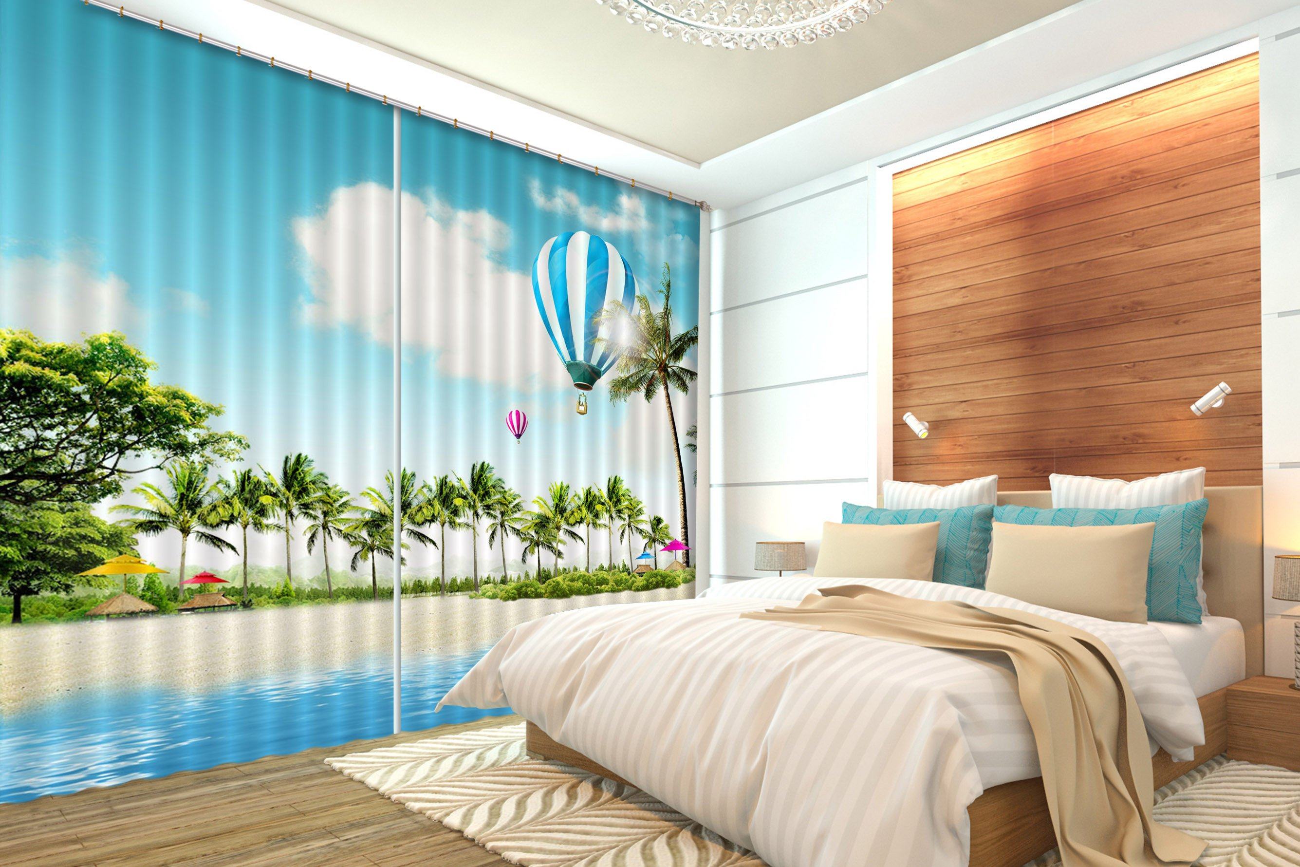 3D Beach Balloons 421 Beach Curtains Drapes Wallpaper AJ Wallpaper 