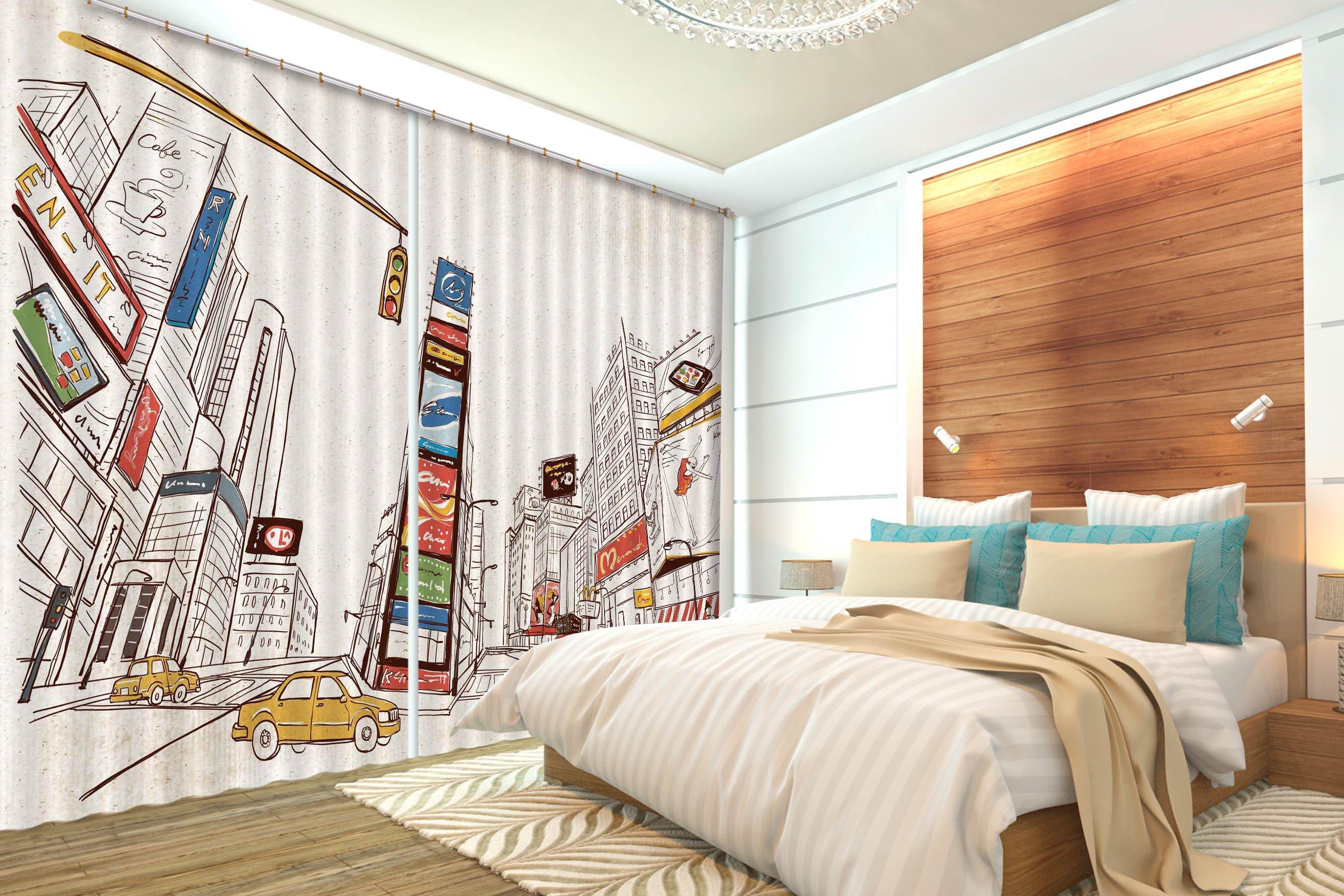 3D Hand Painted City 430 Beach Curtains Drapes Wallpaper AJ Wallpaper 