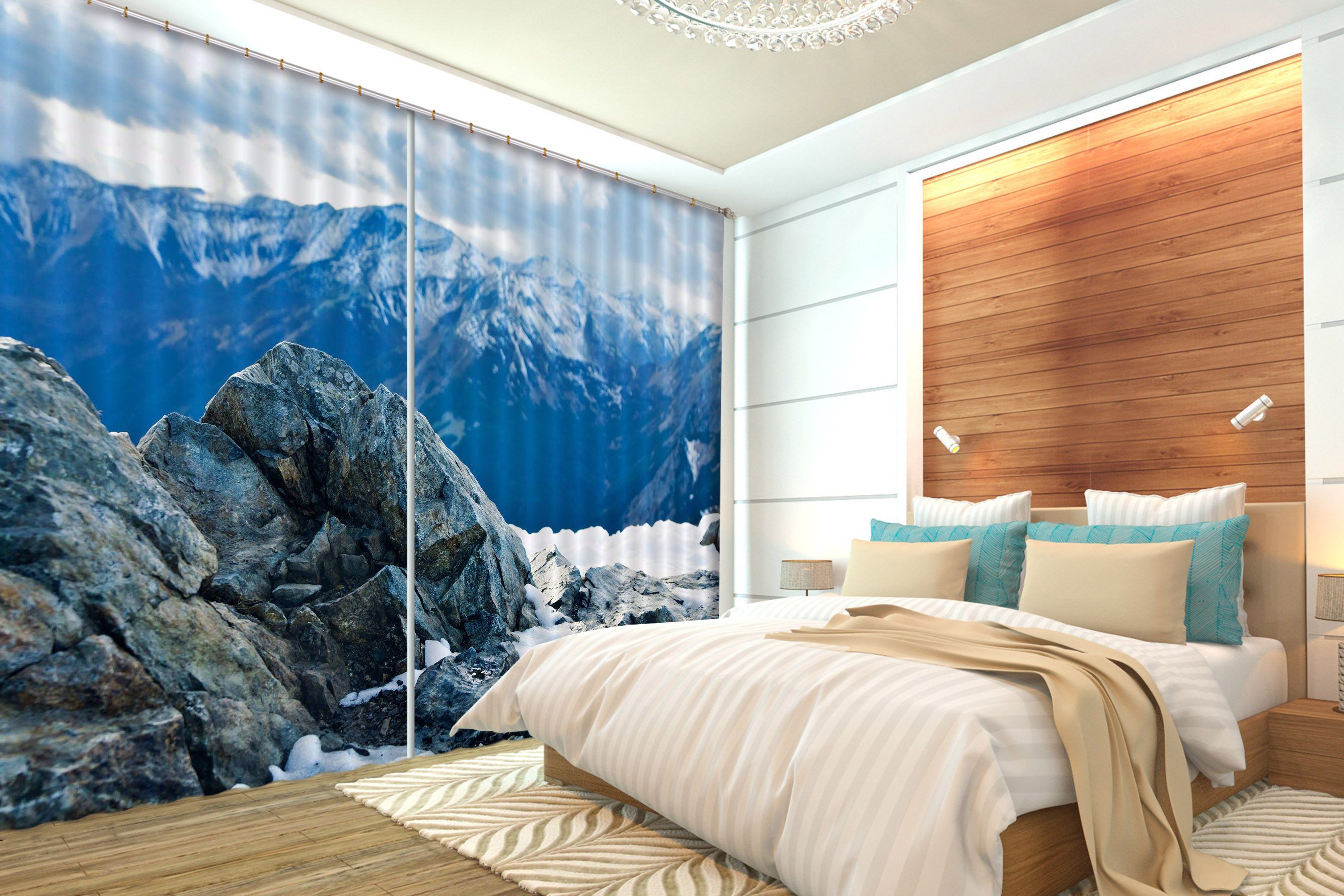 3D Snow Mountains Stones 588 Curtains Drapes Wallpaper AJ Wallpaper 