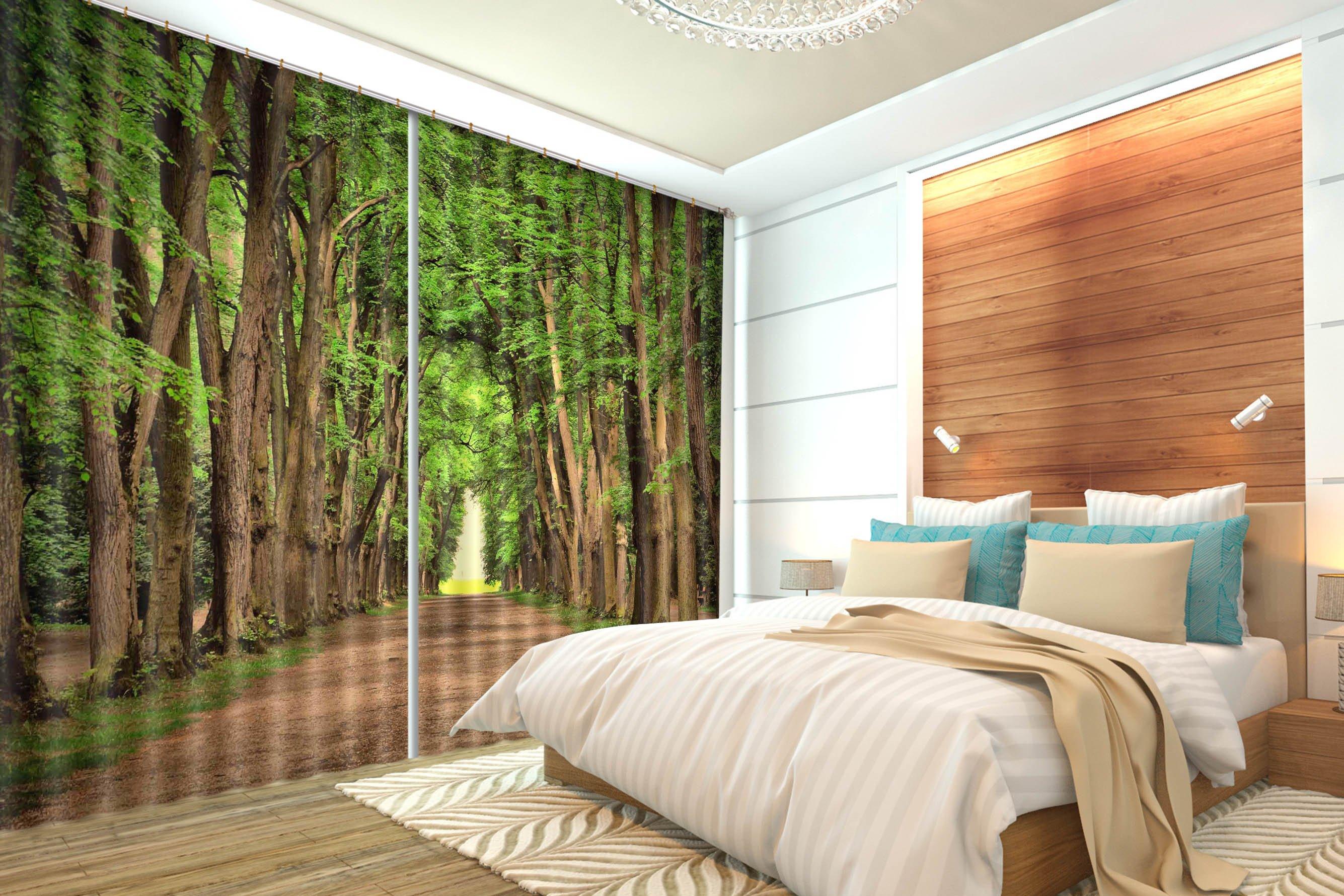 3D Roadside Tree Rows 360 Curtains Drapes Wallpaper AJ Wallpaper 