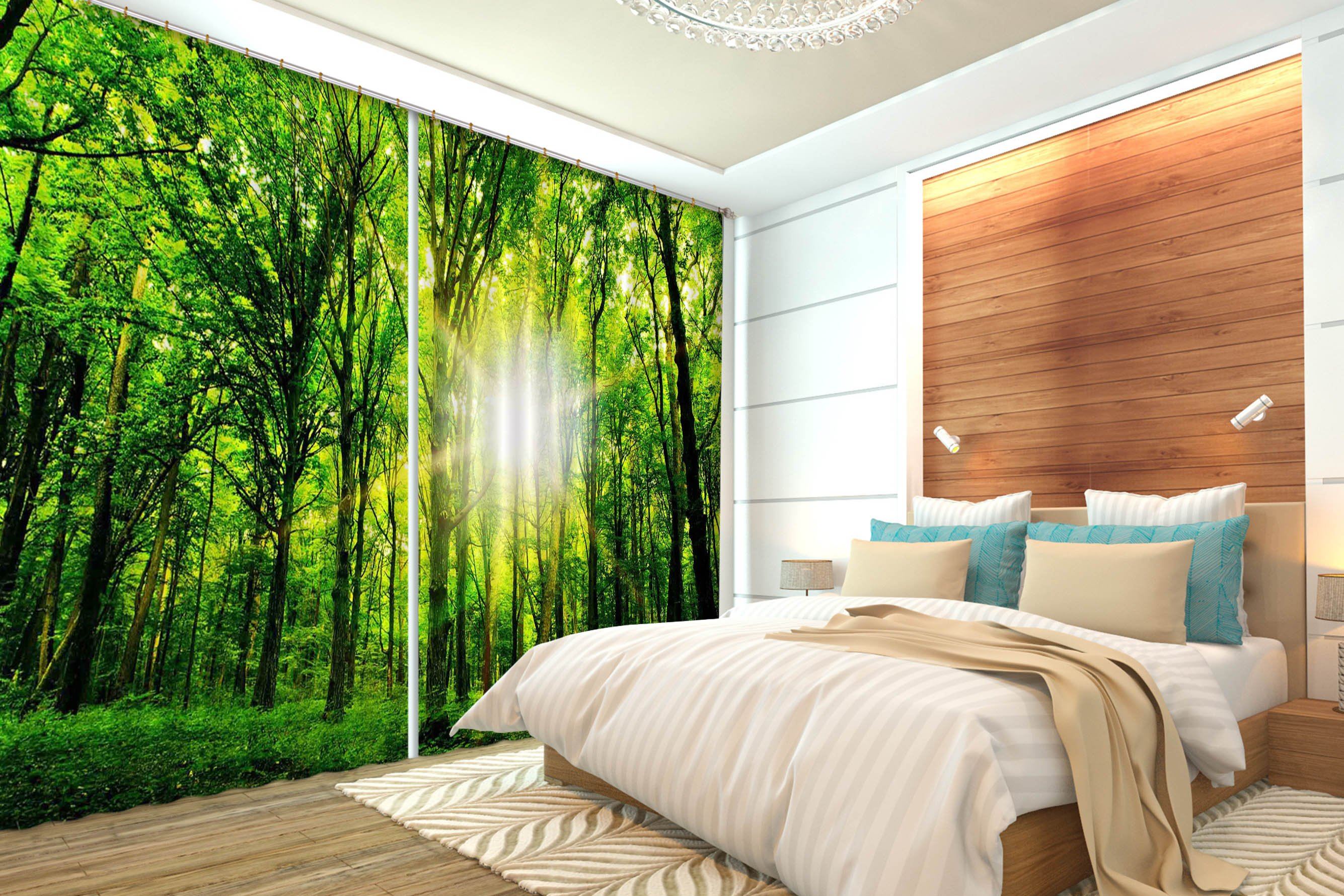 3D Forest Sunshine 2467 Curtains Drapes Wallpaper AJ Wallpaper 
