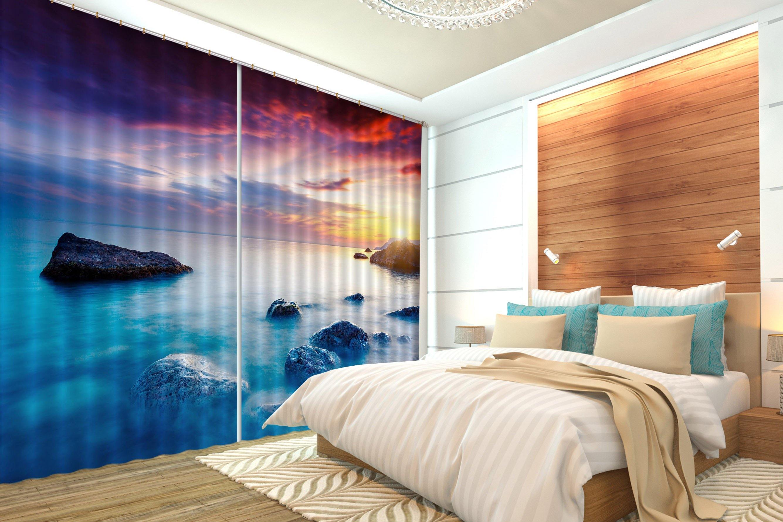 3D Vast Sea Sunset 496 Beach Curtains Drapes Wallpaper AJ Wallpaper 
