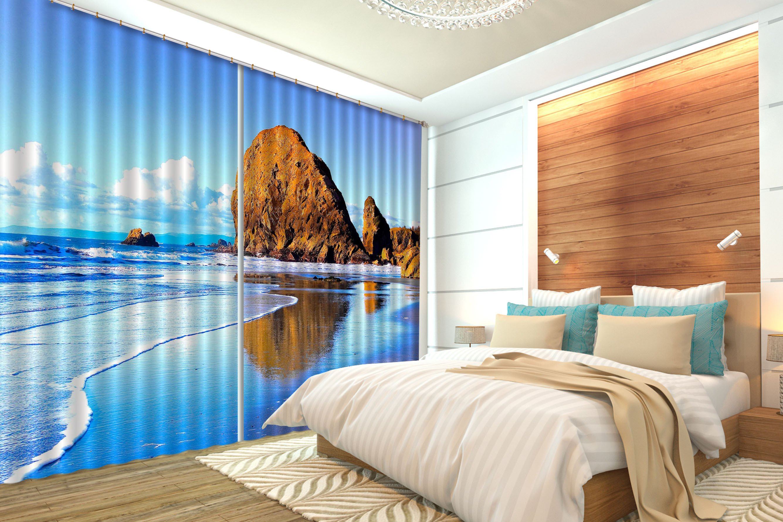 3D Seaside Stones 310 Curtains Drapes Wallpaper AJ Wallpaper 
