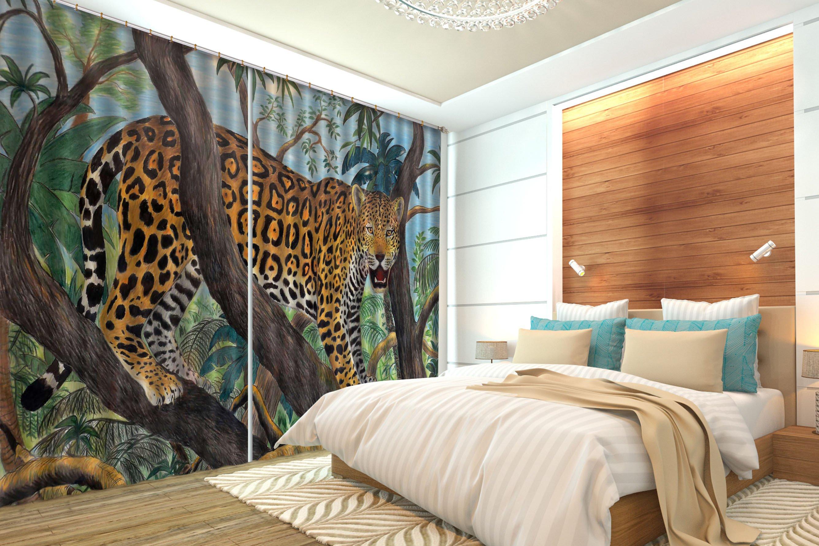 3D Tree Leopard 660 Curtains Drapes Wallpaper AJ Wallpaper 