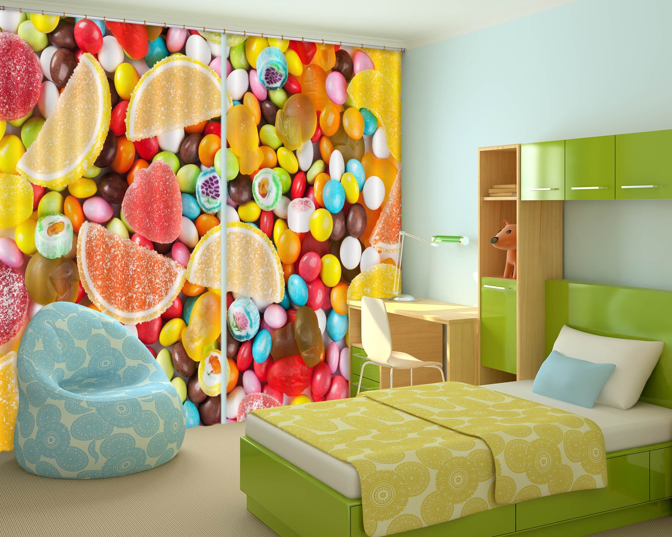 3D Colored Candy 704 Curtains Drapes Wallpaper AJ Wallpaper 