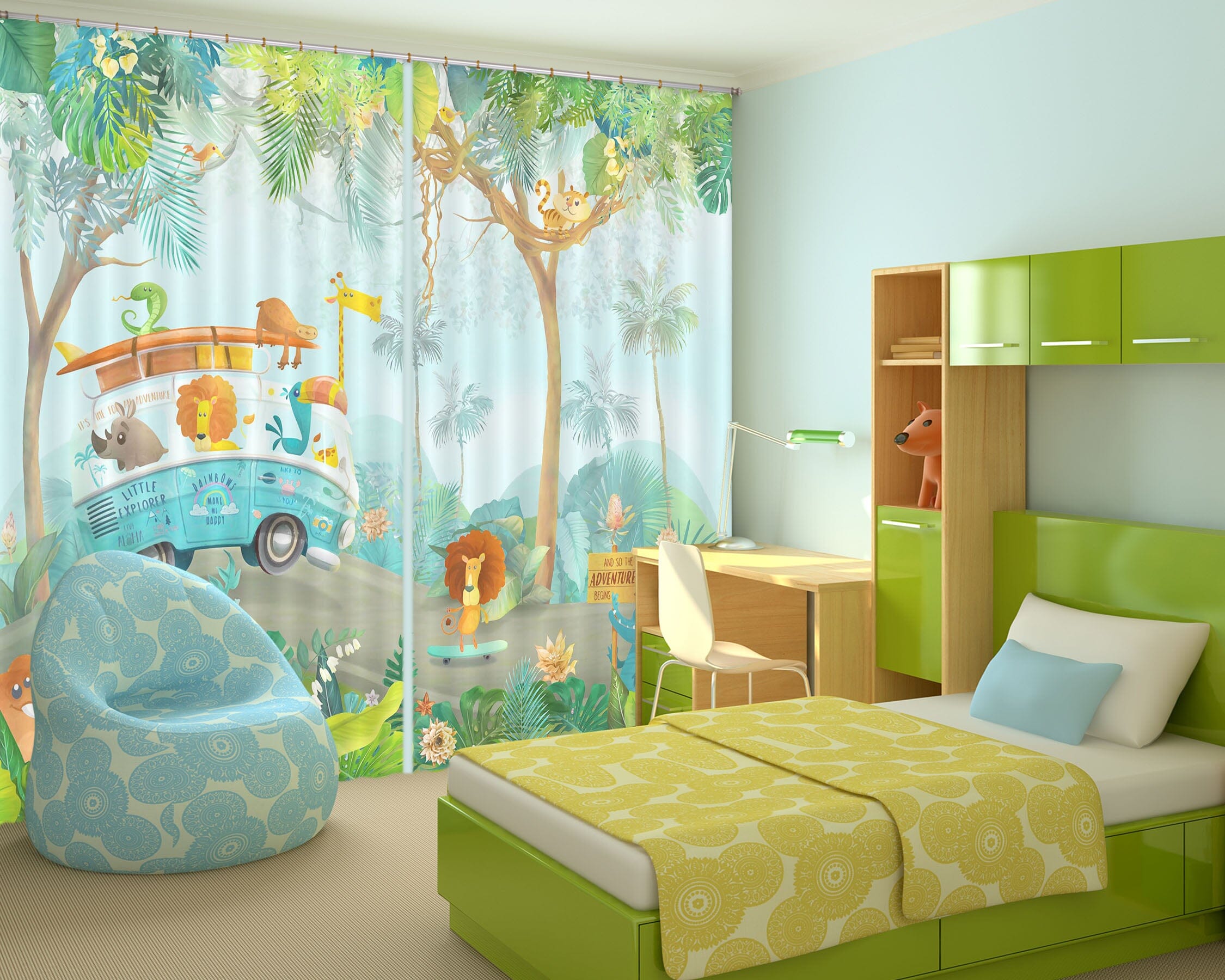 3D Forest Car 750 Curtains Drapes Wallpaper AJ Wallpaper 