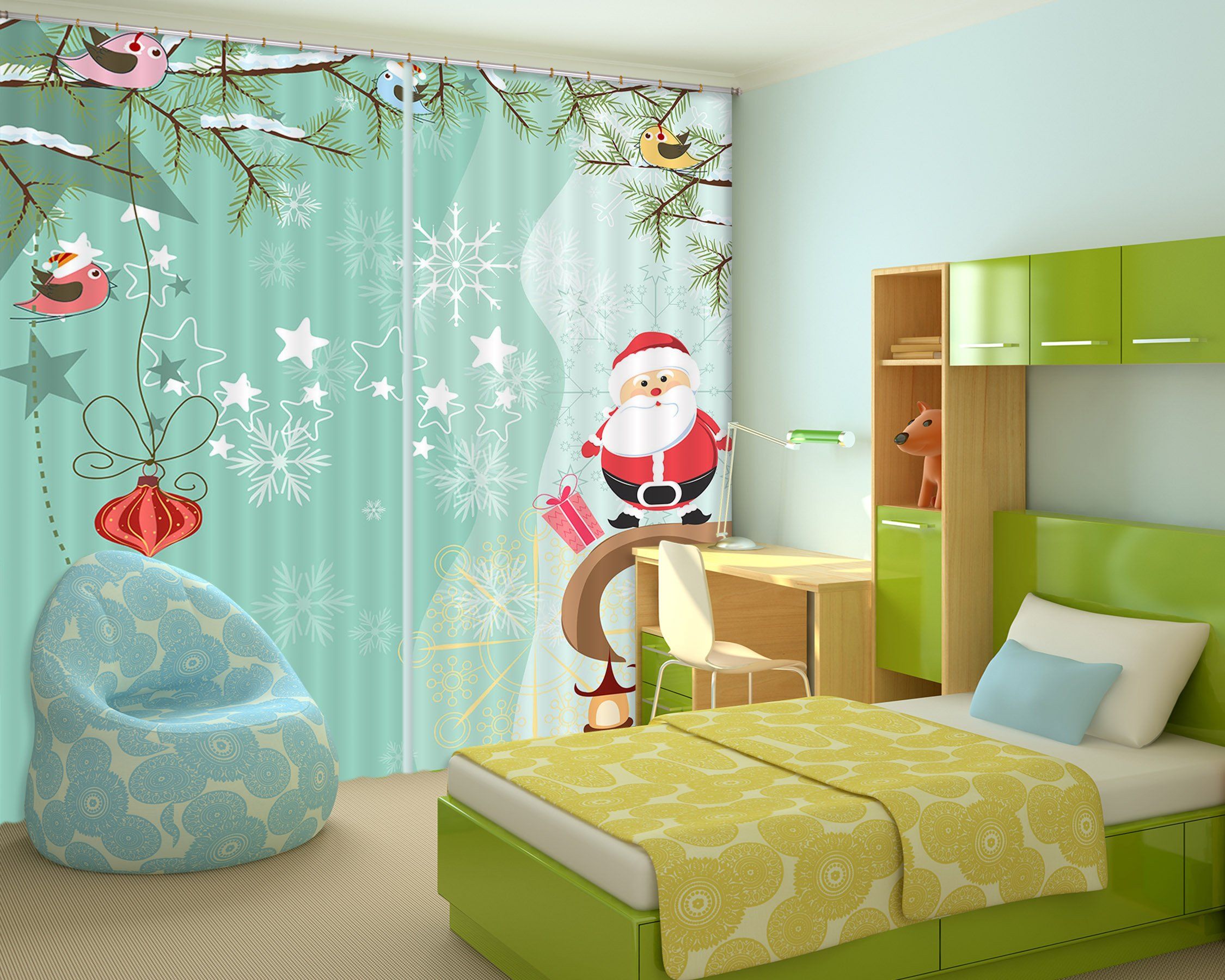 3D Twig Bird Snowflake 75 Curtains Drapes Curtains AJ Creativity Home 