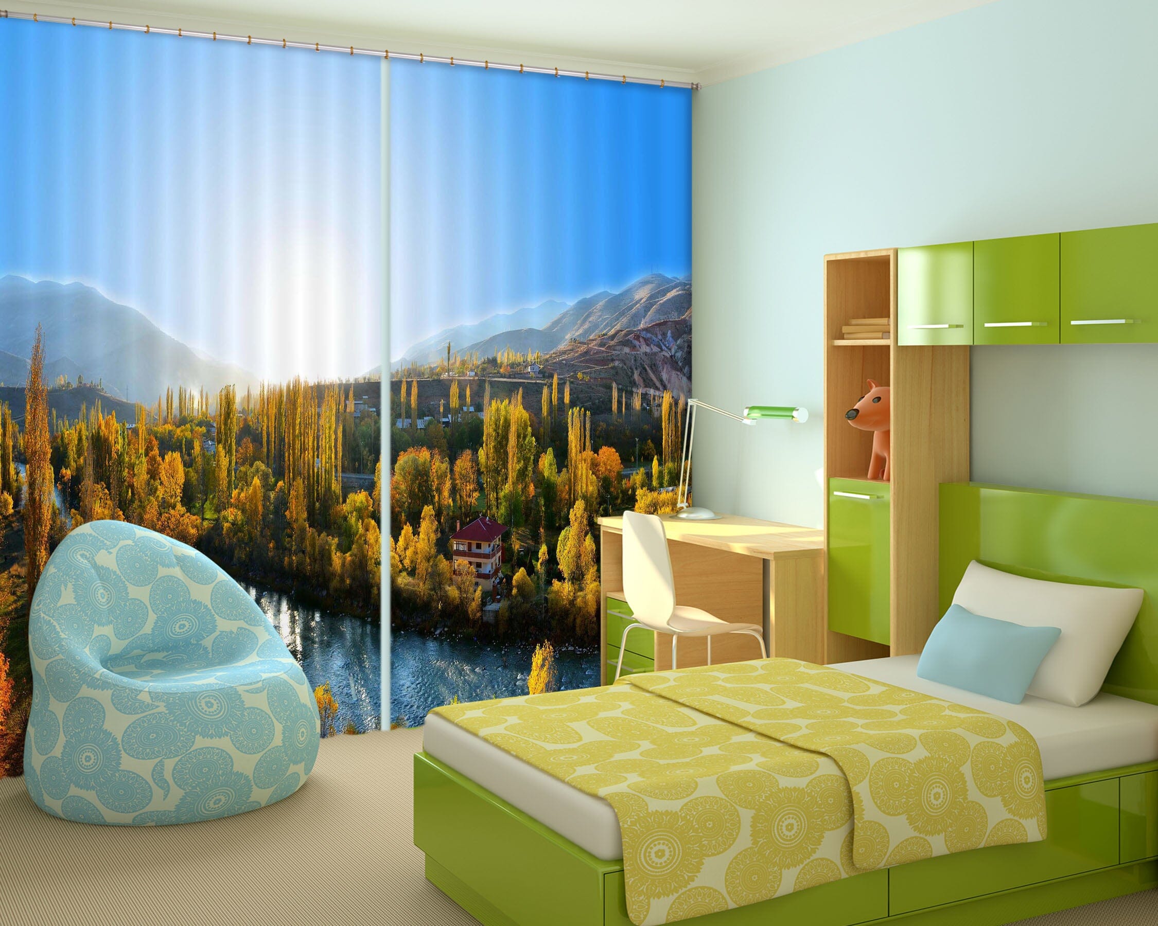 3D Forest River 110 Curtains Drapes Wallpaper AJ Wallpaper 
