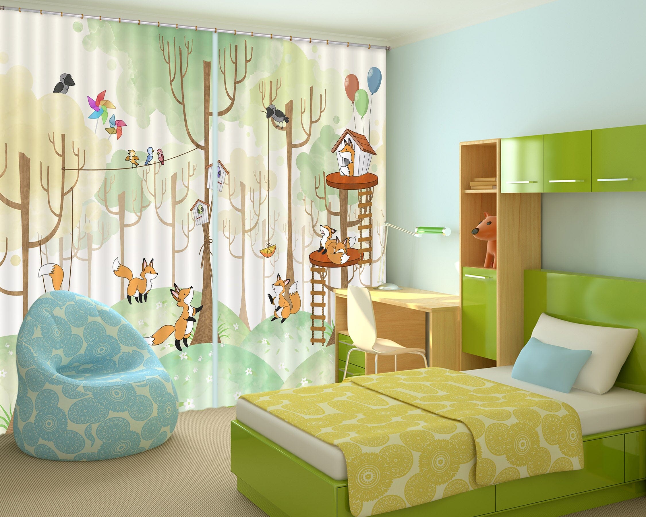 3D Forest Fawn 752 Curtains Drapes Wallpaper AJ Wallpaper 