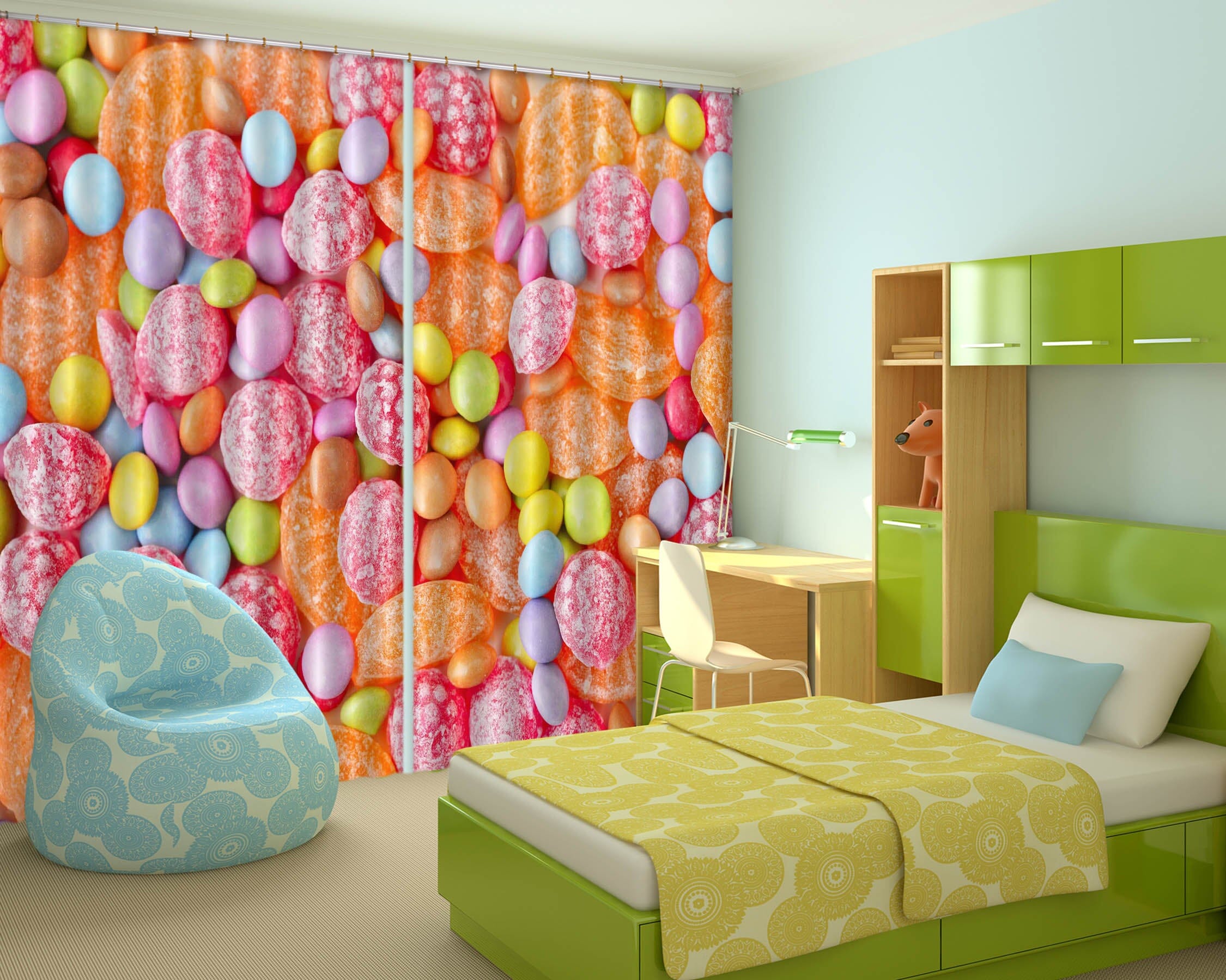 3D Colored Candy 702 Curtains Drapes Wallpaper AJ Wallpaper 