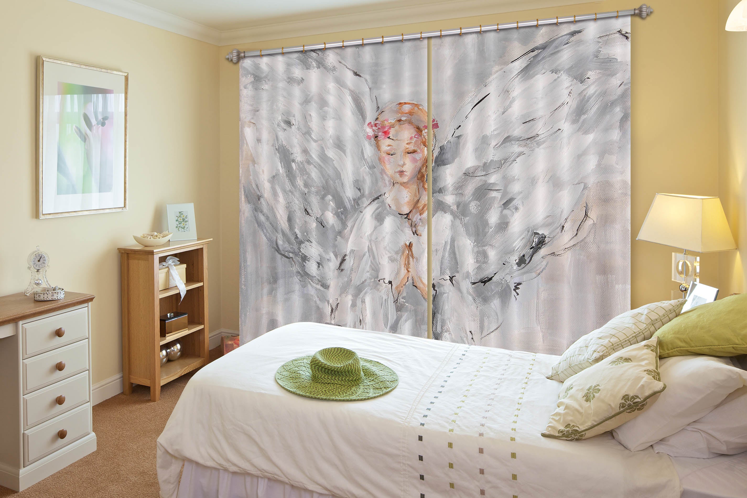 3D Angel Wings Girl 3036 Debi Coules Curtain Curtains Drapes