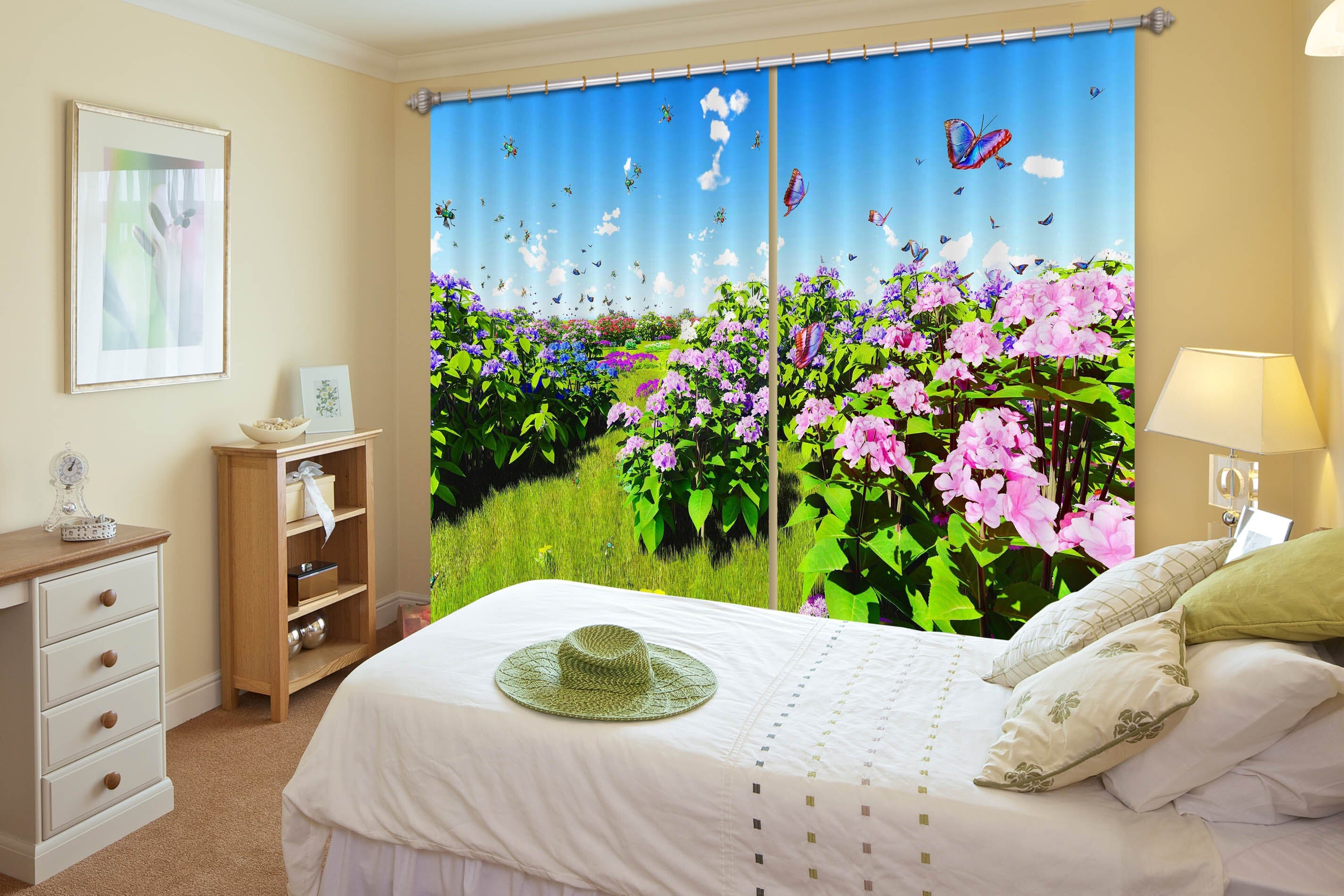 3D Purple Flowers 840 Curtains Drapes Wallpaper AJ Wallpaper 