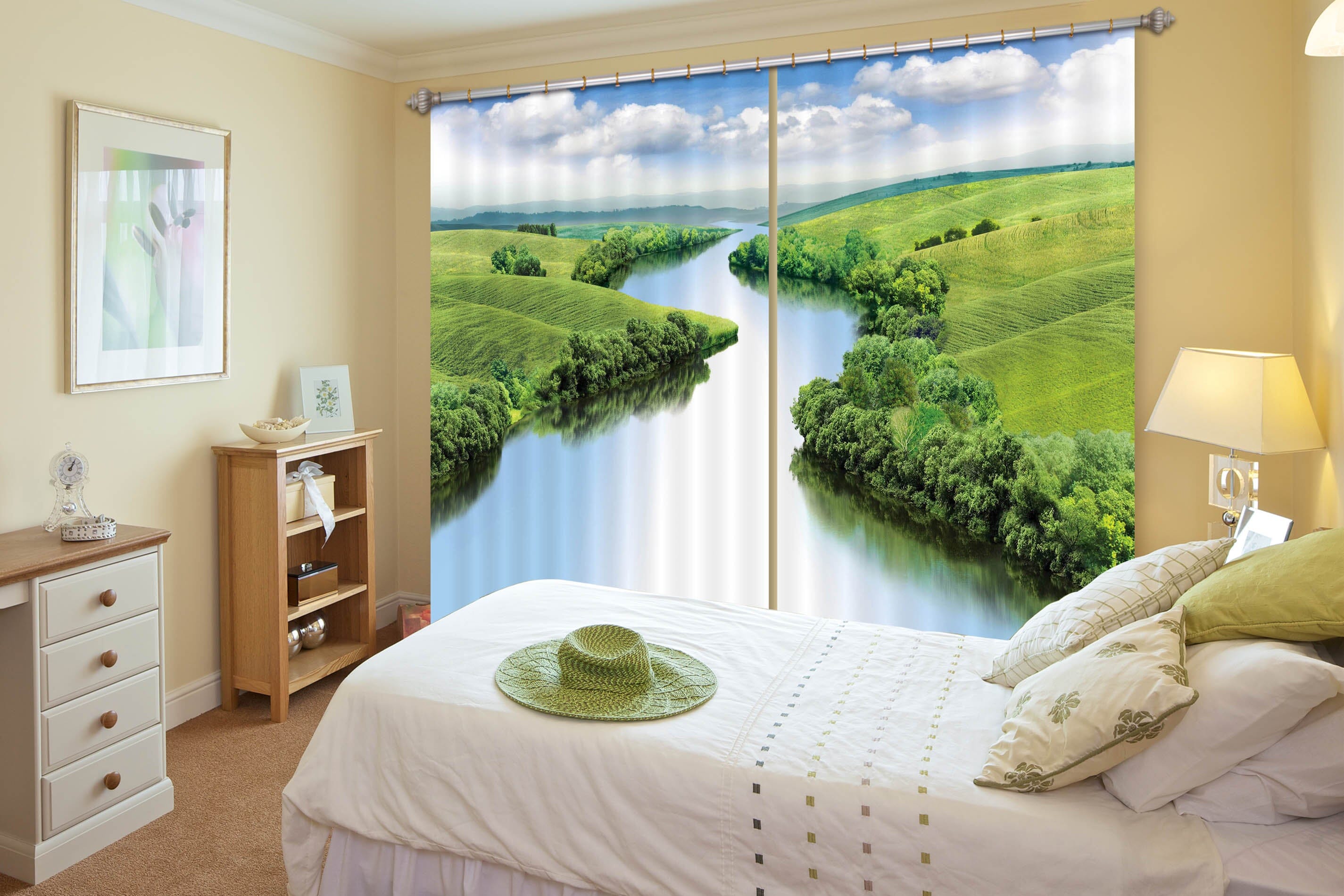 3D Forest River 105 Curtains Drapes Wallpaper AJ Wallpaper 