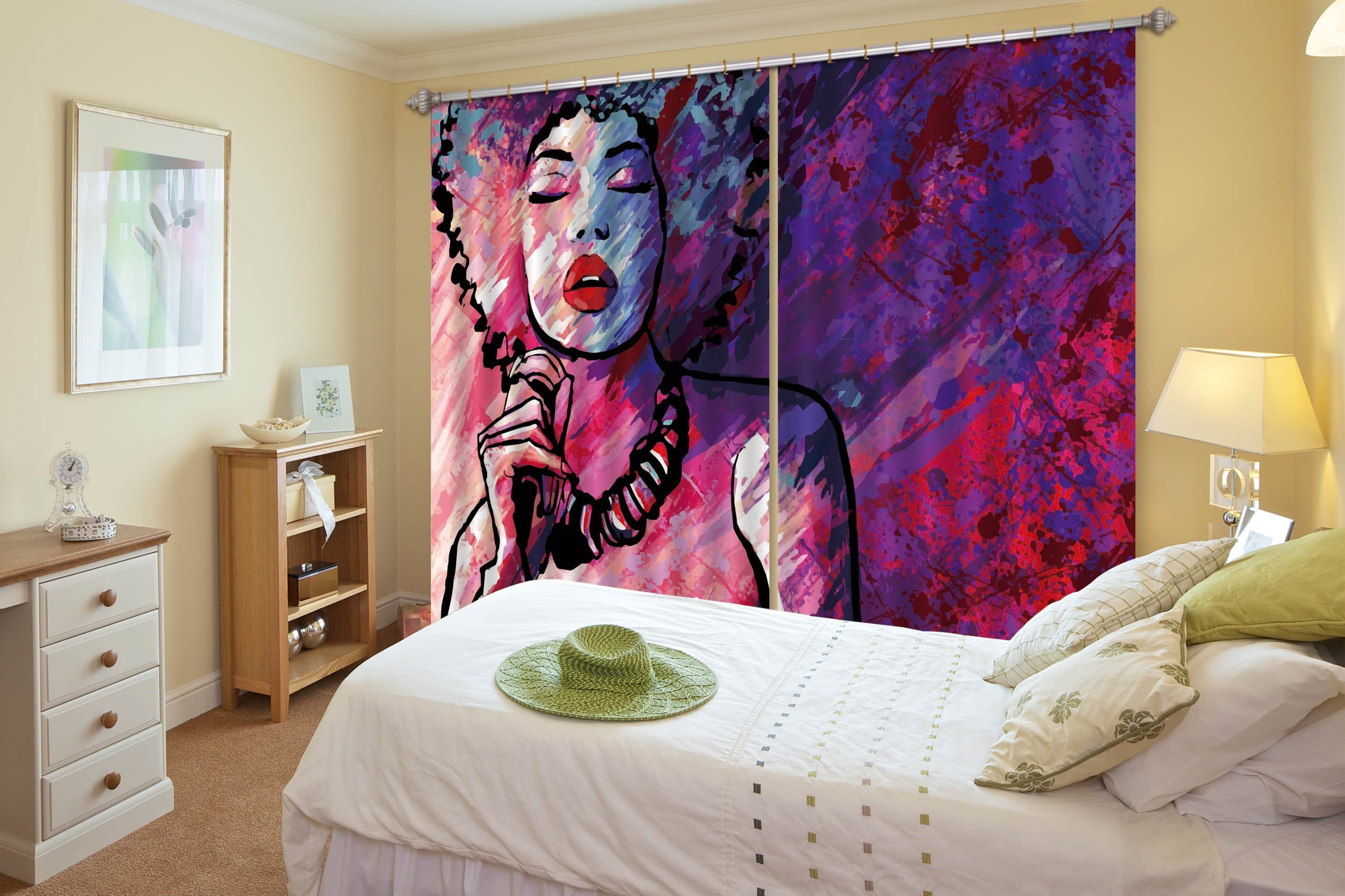 3D Painted Girl 101 Curtains Drapes Wallpaper AJ Wallpaper 