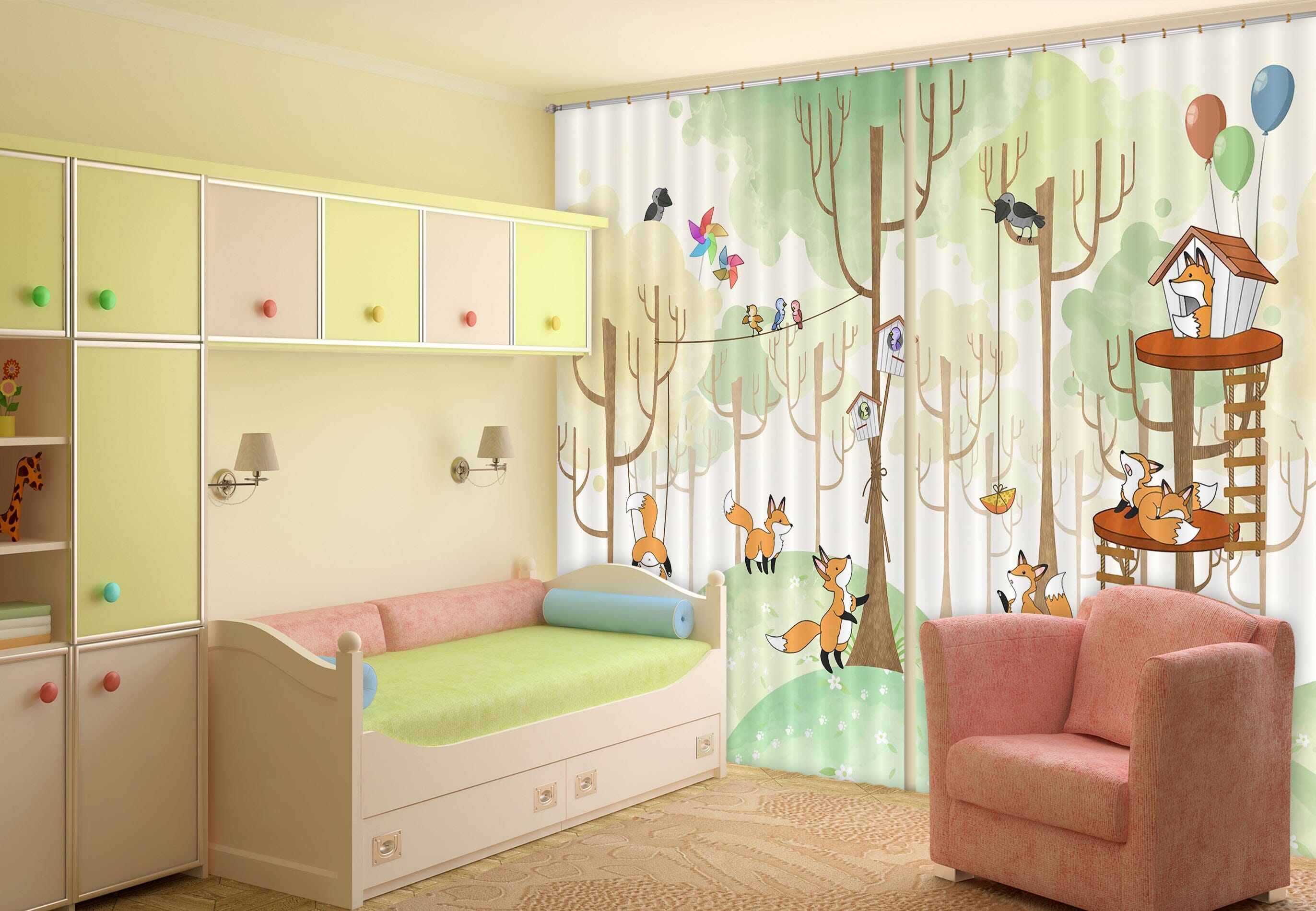 3D Forest Fawn 752 Curtains Drapes Wallpaper AJ Wallpaper 