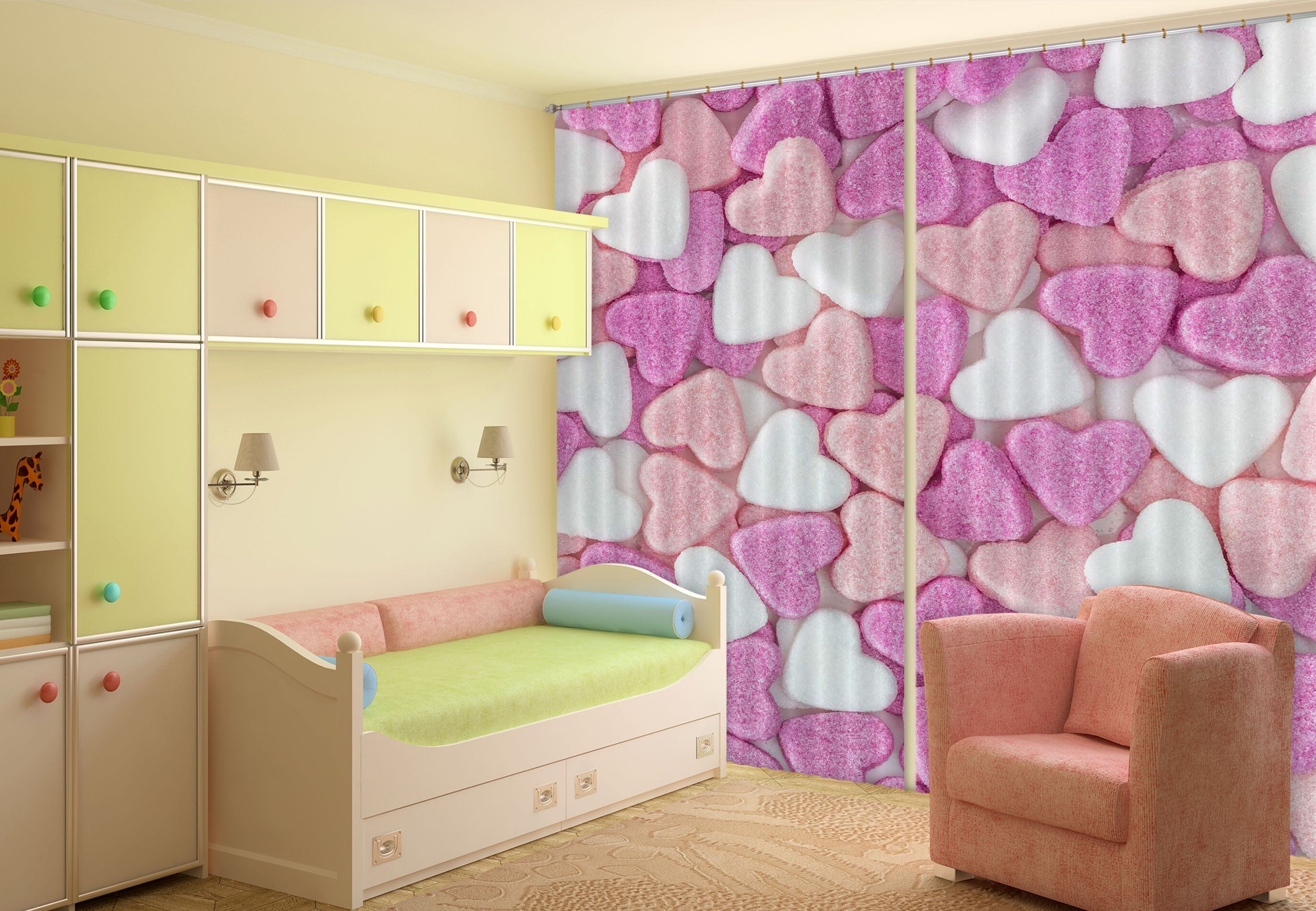 3D Love Candy 233 Assaf Frank Curtain Curtains Drapes Curtains AJ Creativity Home 
