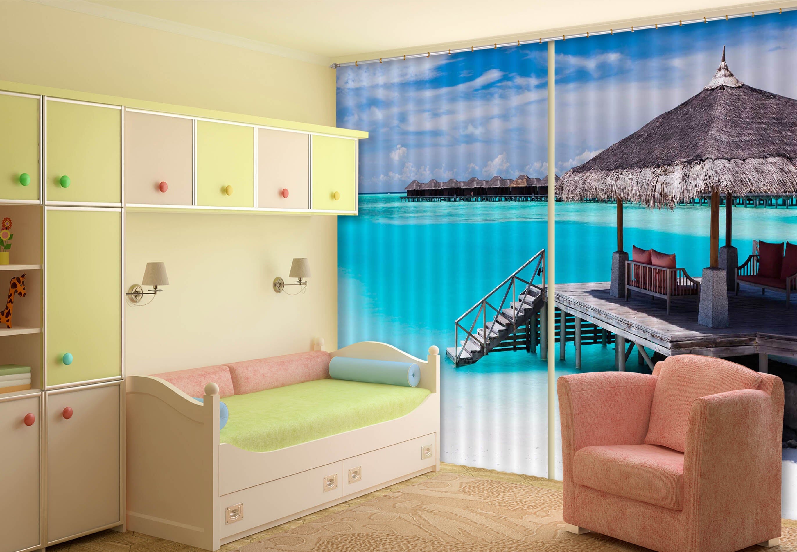 3D Blue Sea 842 Curtains Drapes Wallpaper AJ Wallpaper 