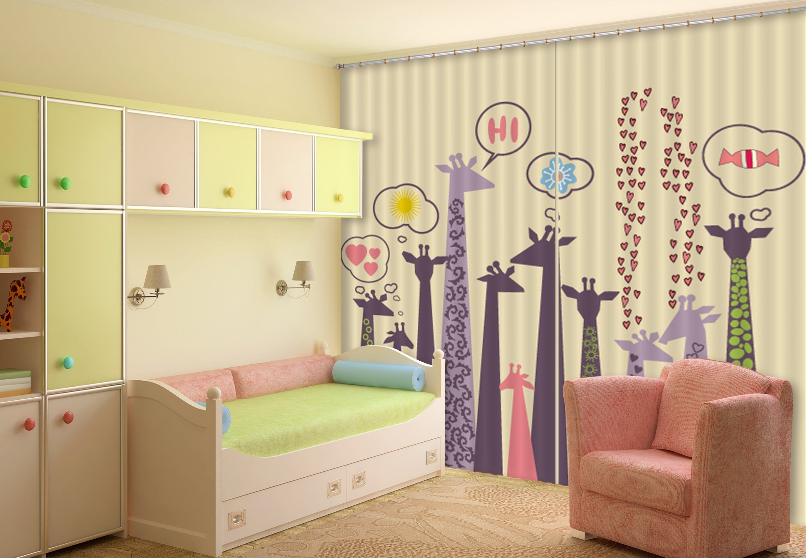 3D Giraffes Pattern 678 Curtains Drapes Wallpaper AJ Wallpaper 