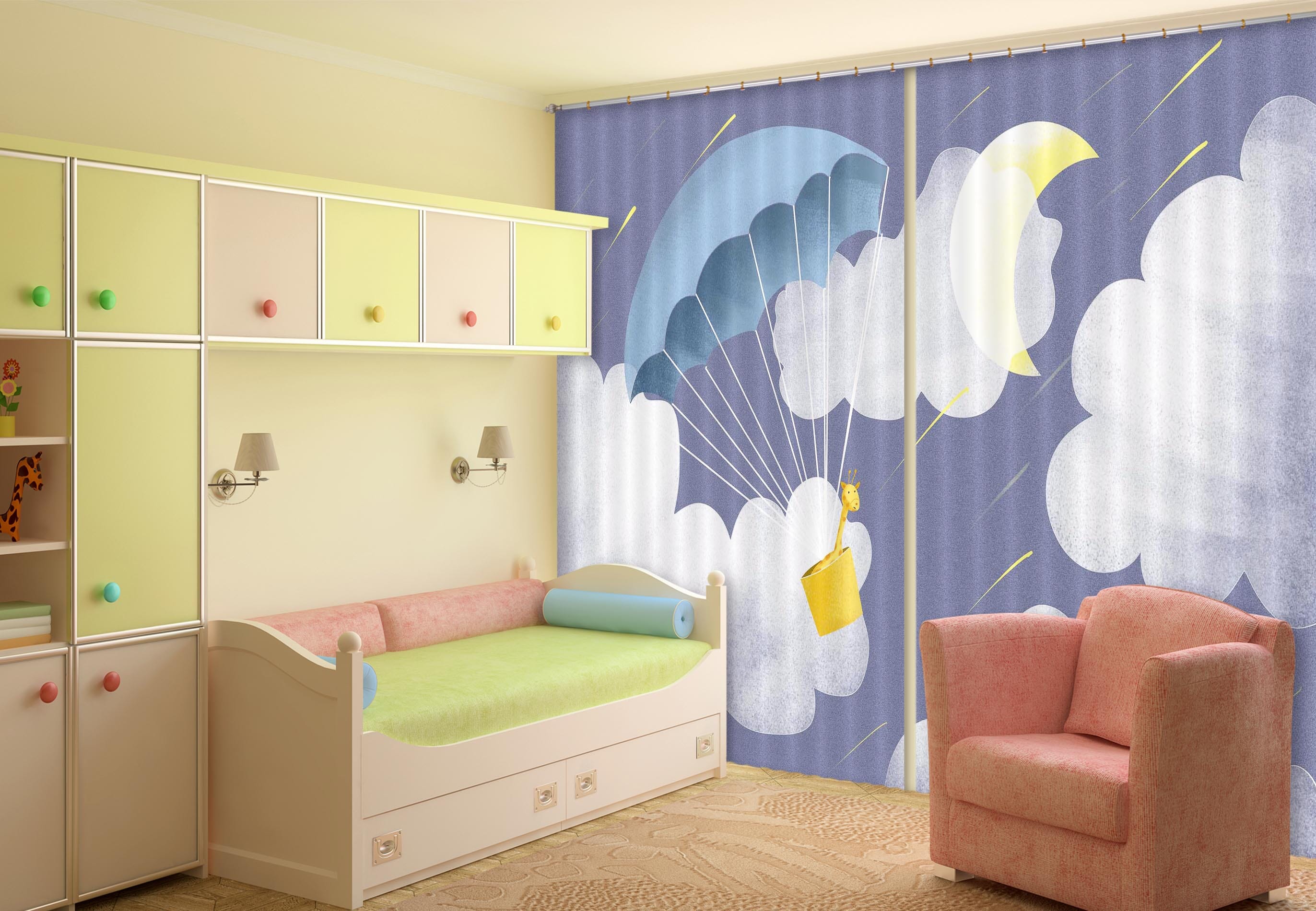 3D Parachute 747 Curtains Drapes Wallpaper AJ Wallpaper 