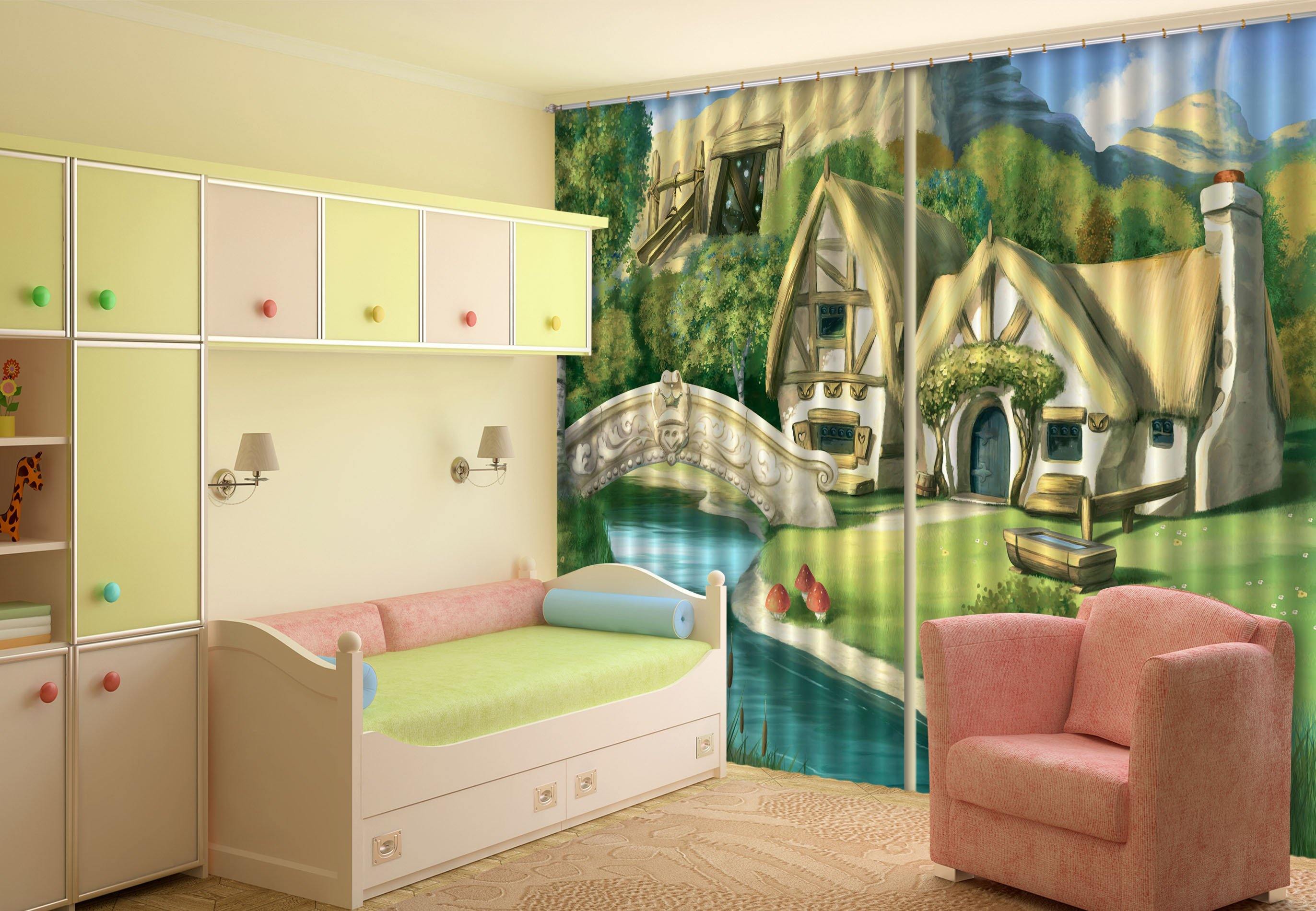 3D Riverside Cottage 269 Curtains Drapes Wallpaper AJ Wallpaper 