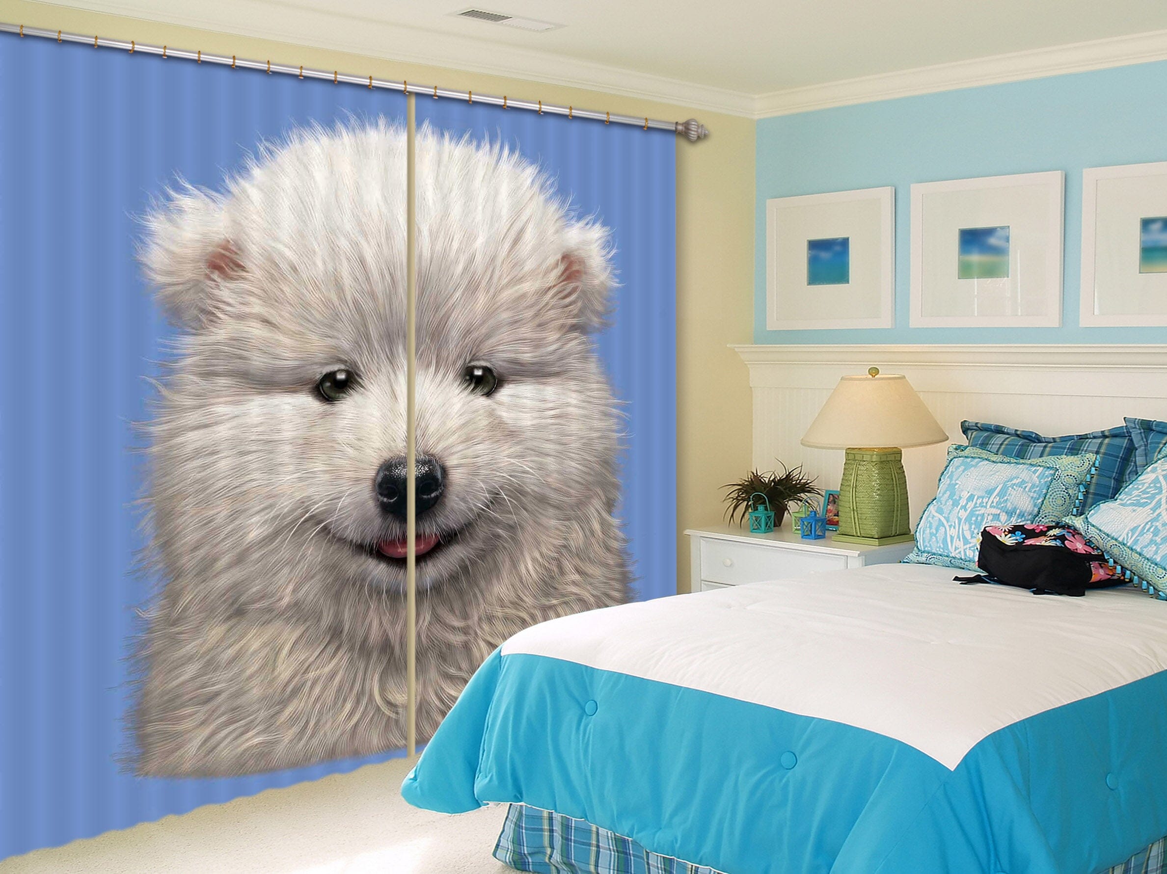 3D Cute Dog 066 Vincent Hie Curtain Curtains Drapes Curtains AJ Creativity Home 