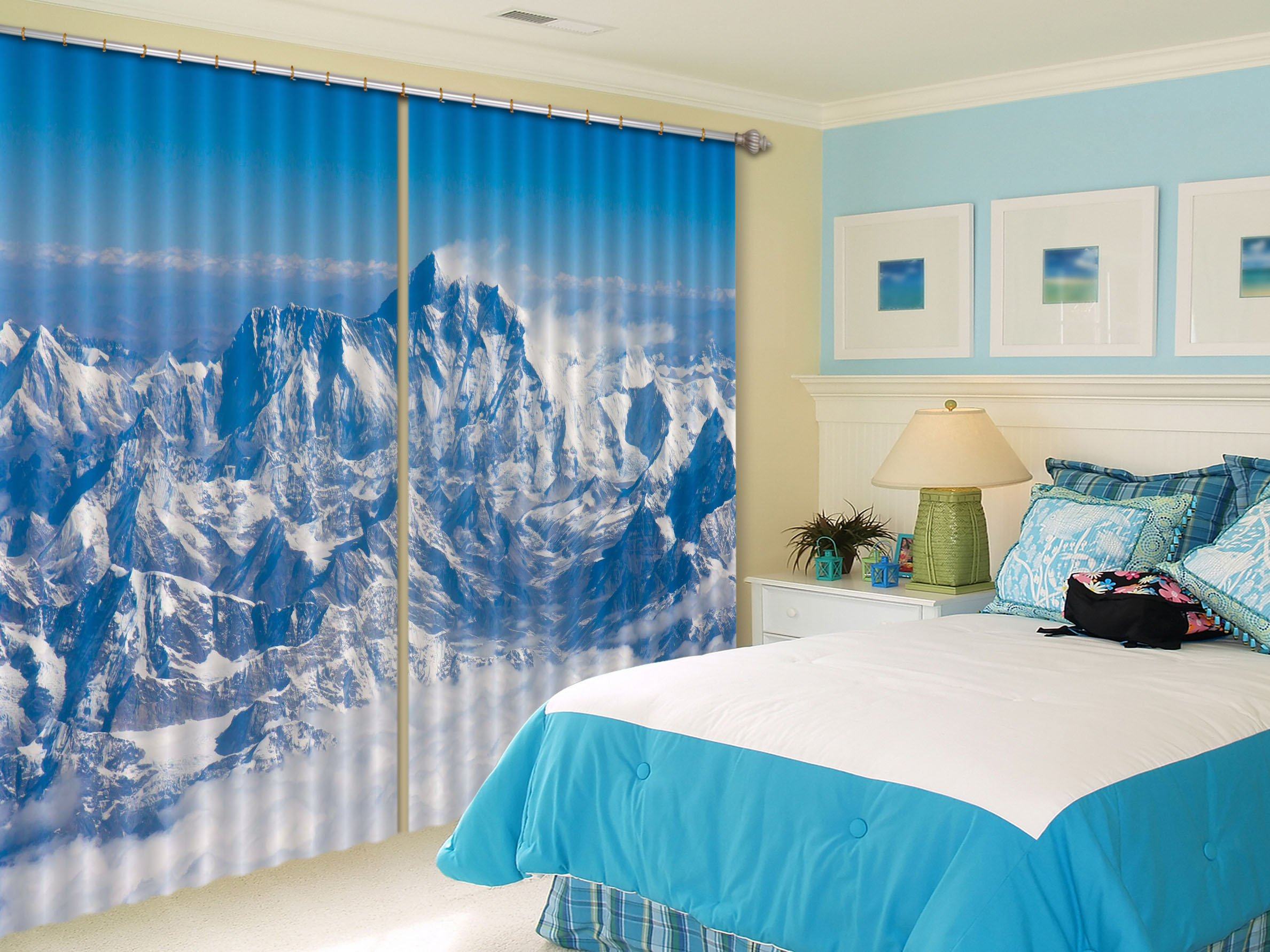 3D Snow Mountains Scenery 585 Curtains Drapes Wallpaper AJ Wallpaper 