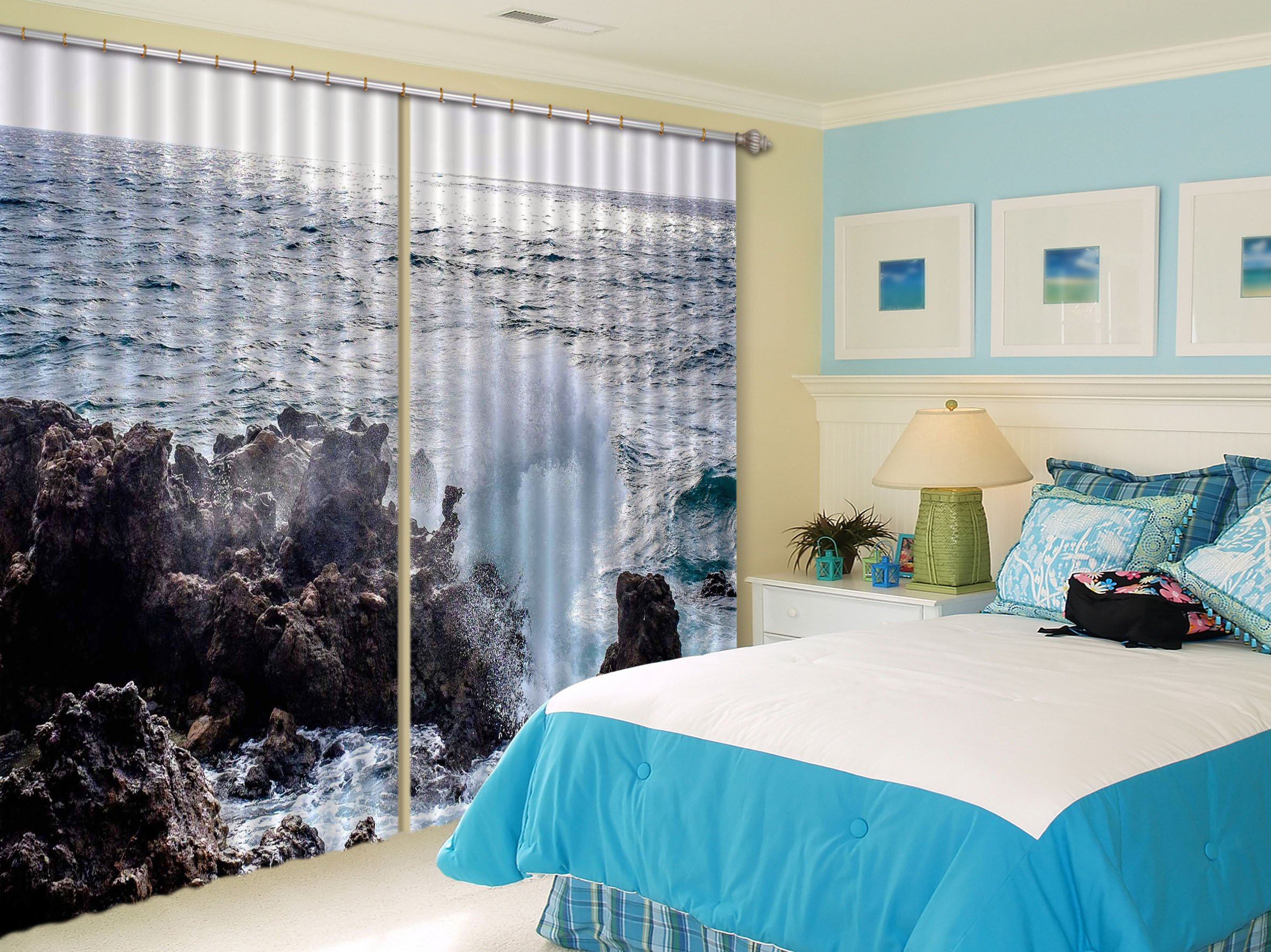 3D Sea Coast Wave 392 Curtains Drapes Wallpaper AJ Wallpaper 