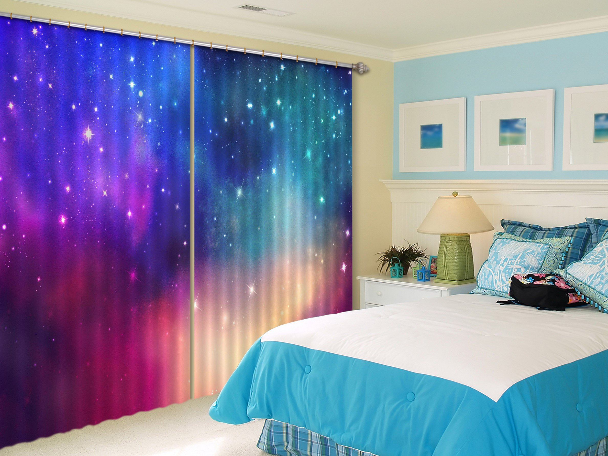 3D Colorful Stars Sky 451 Curtains Drapes Wallpaper AJ Wallpaper 