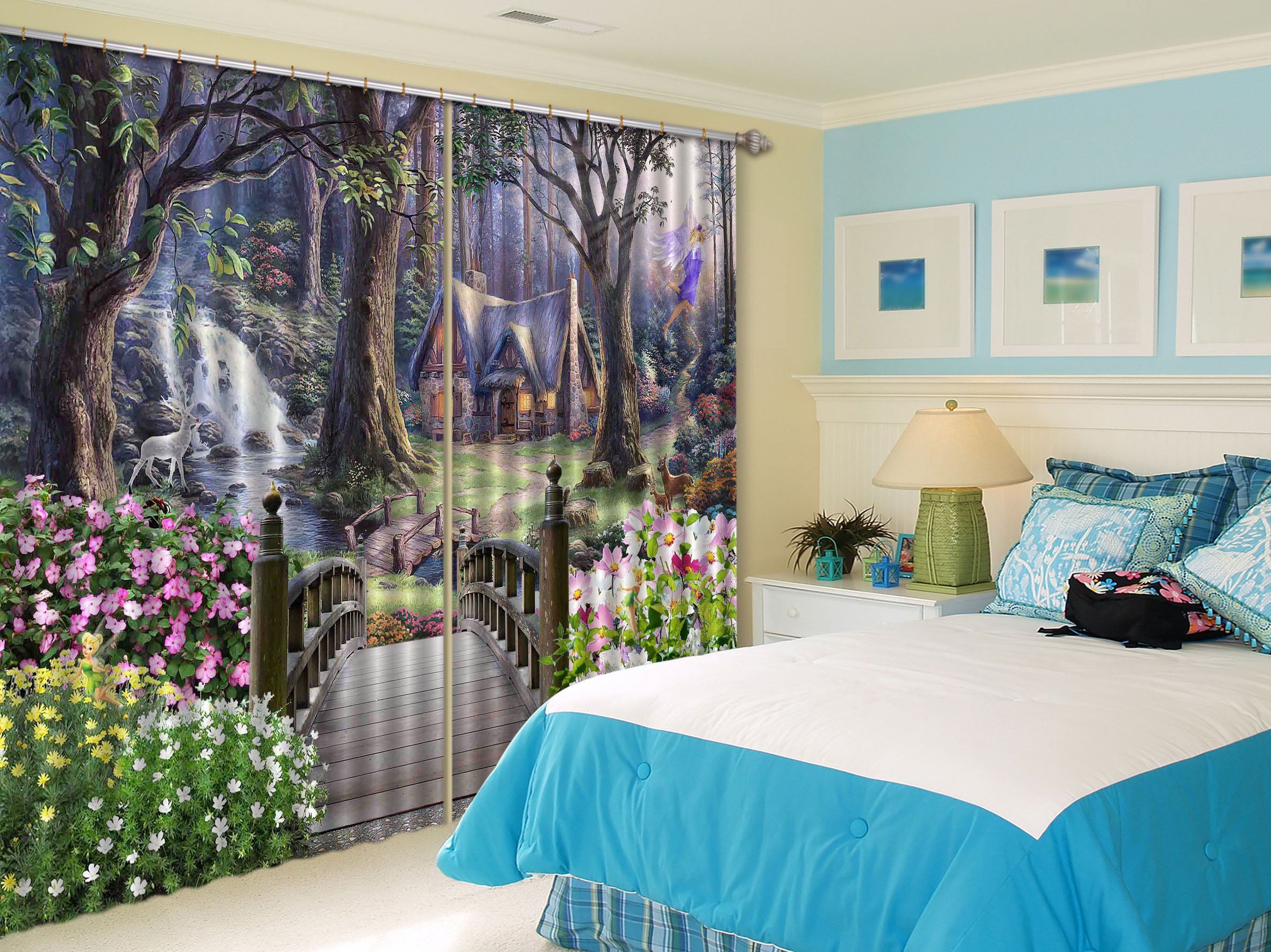 3D Forest Elf Cottage 2306 Curtains Drapes Wallpaper AJ Wallpaper 