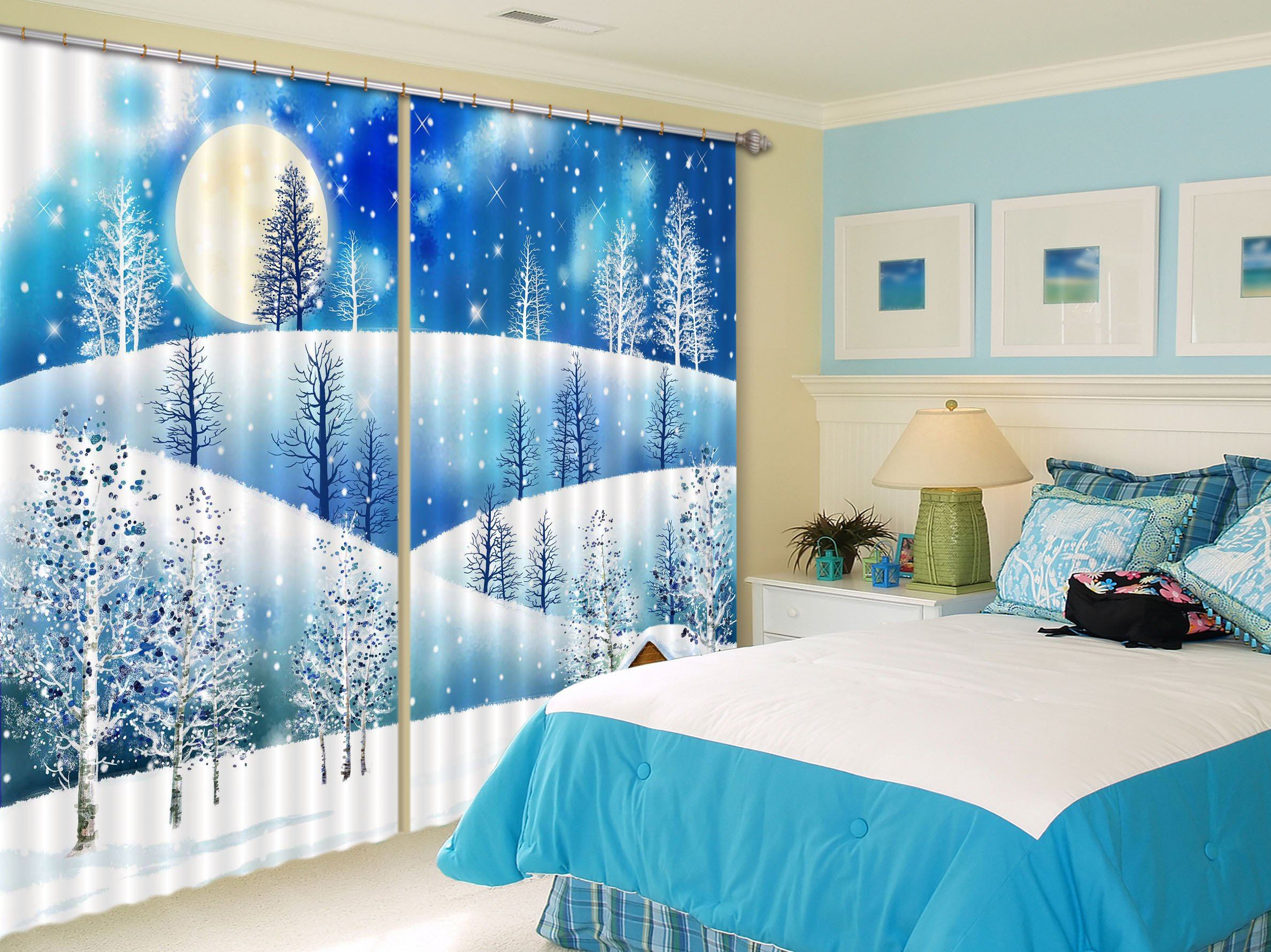 3D Shiny Snow Scenery 64 Curtains Drapes Wallpaper AJ Wallpaper 