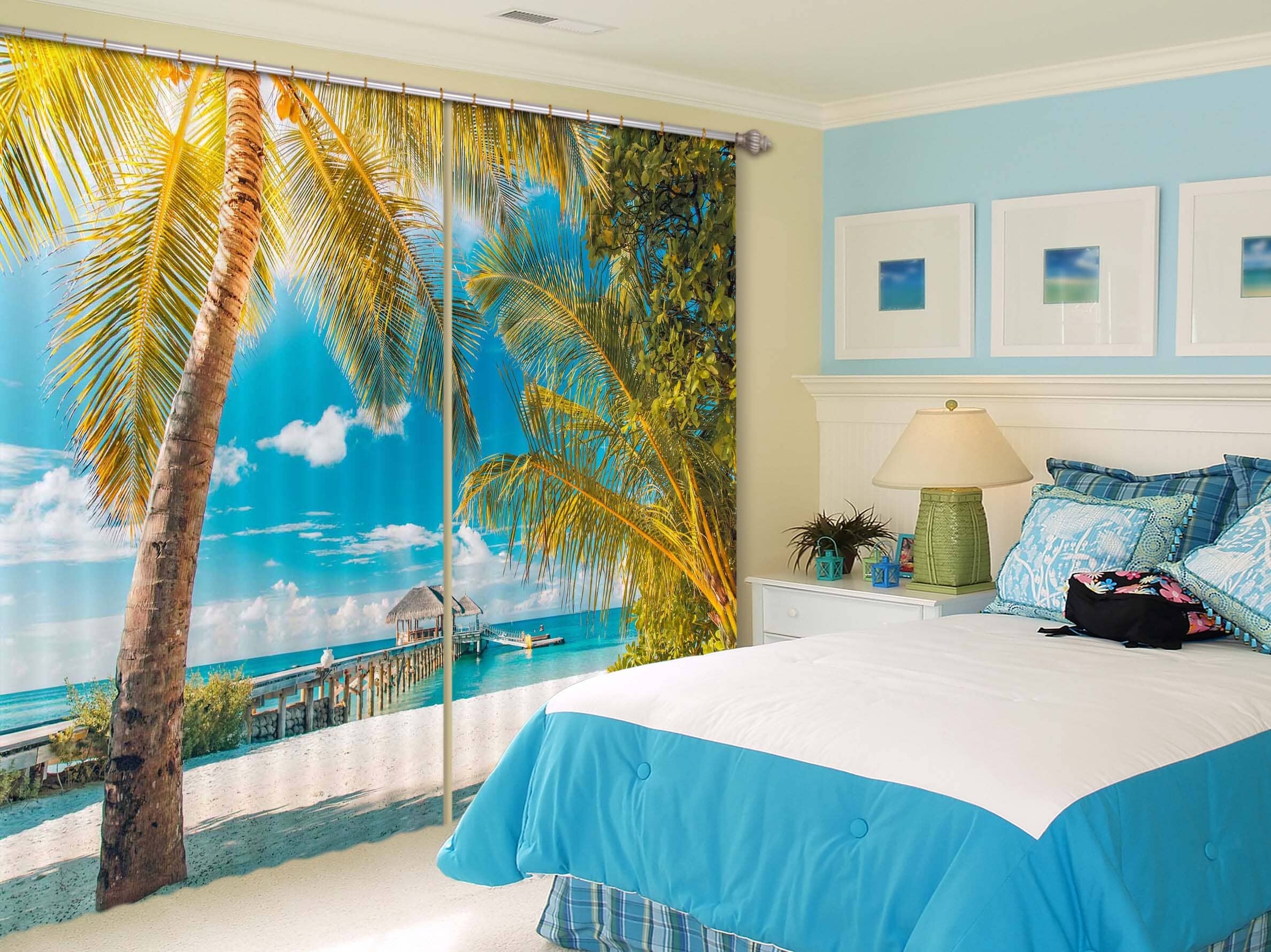 3D Coconut Palm Tree 114 Curtains Drapes Wallpaper AJ Wallpaper 