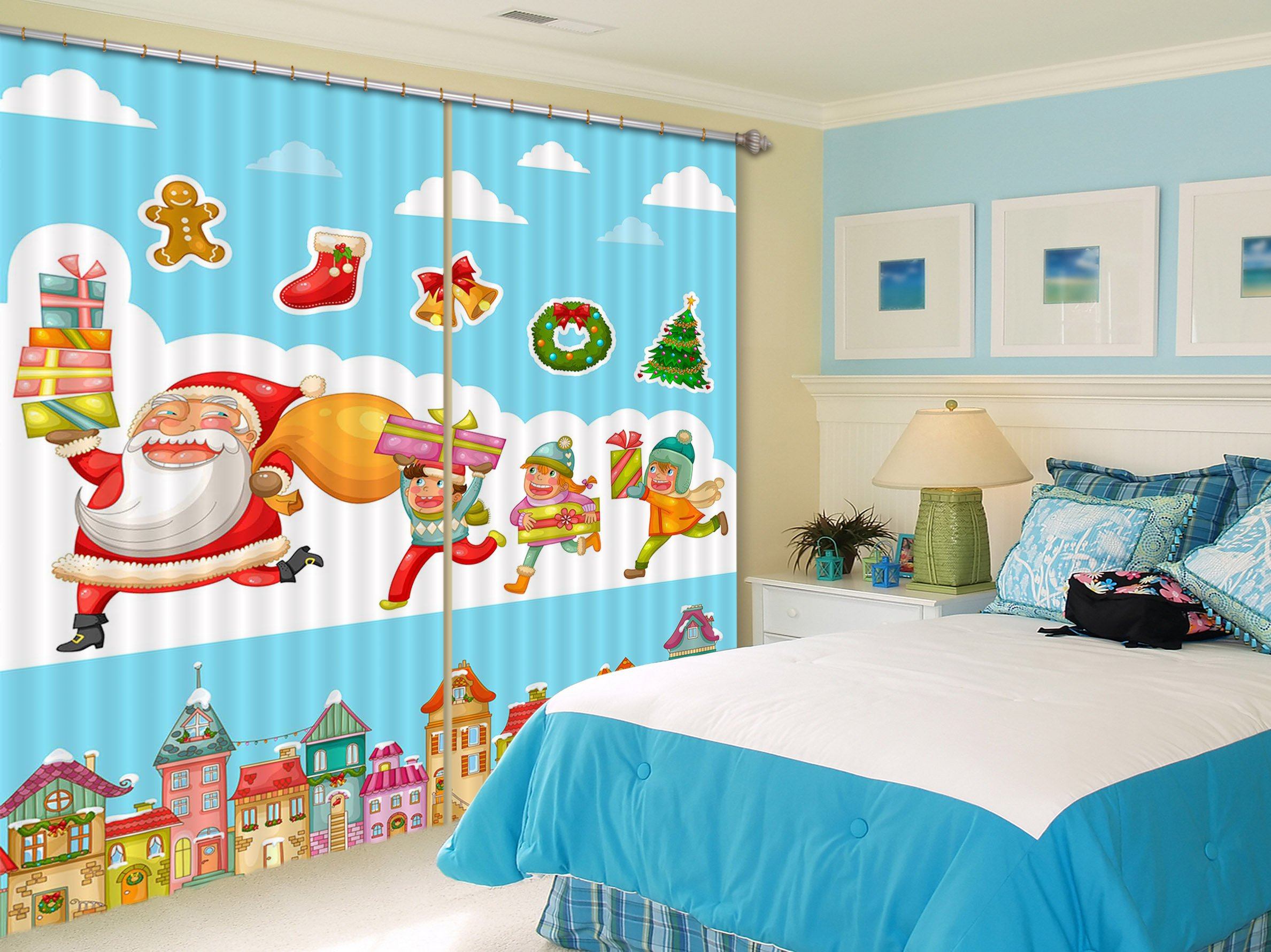 3D Christmas Sharing Gift 58 Curtains Drapes Curtains AJ Creativity Home 