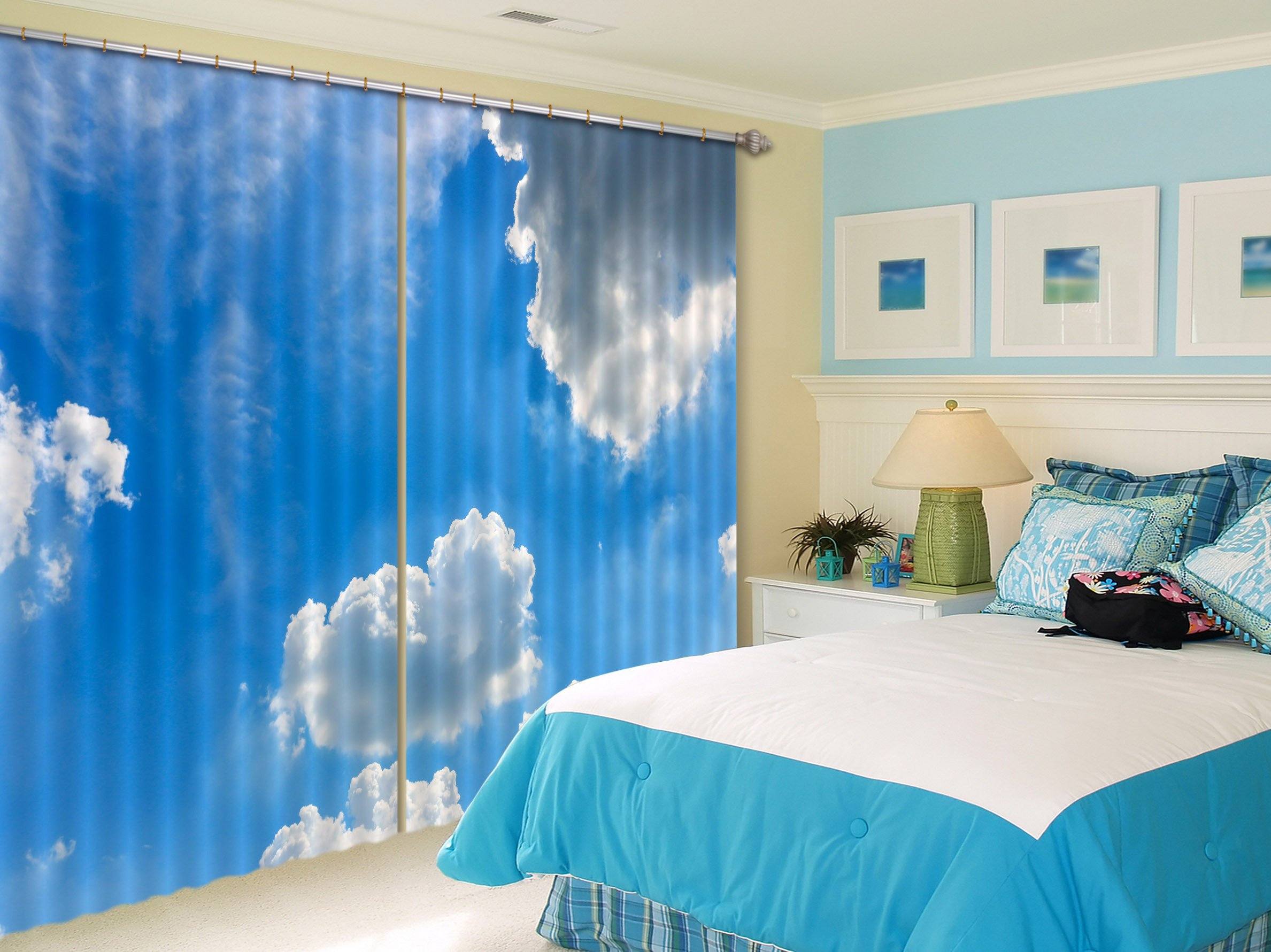 3D Sky Floating Clouds 481 Beach Curtains Drapes Wallpaper AJ Wallpaper 