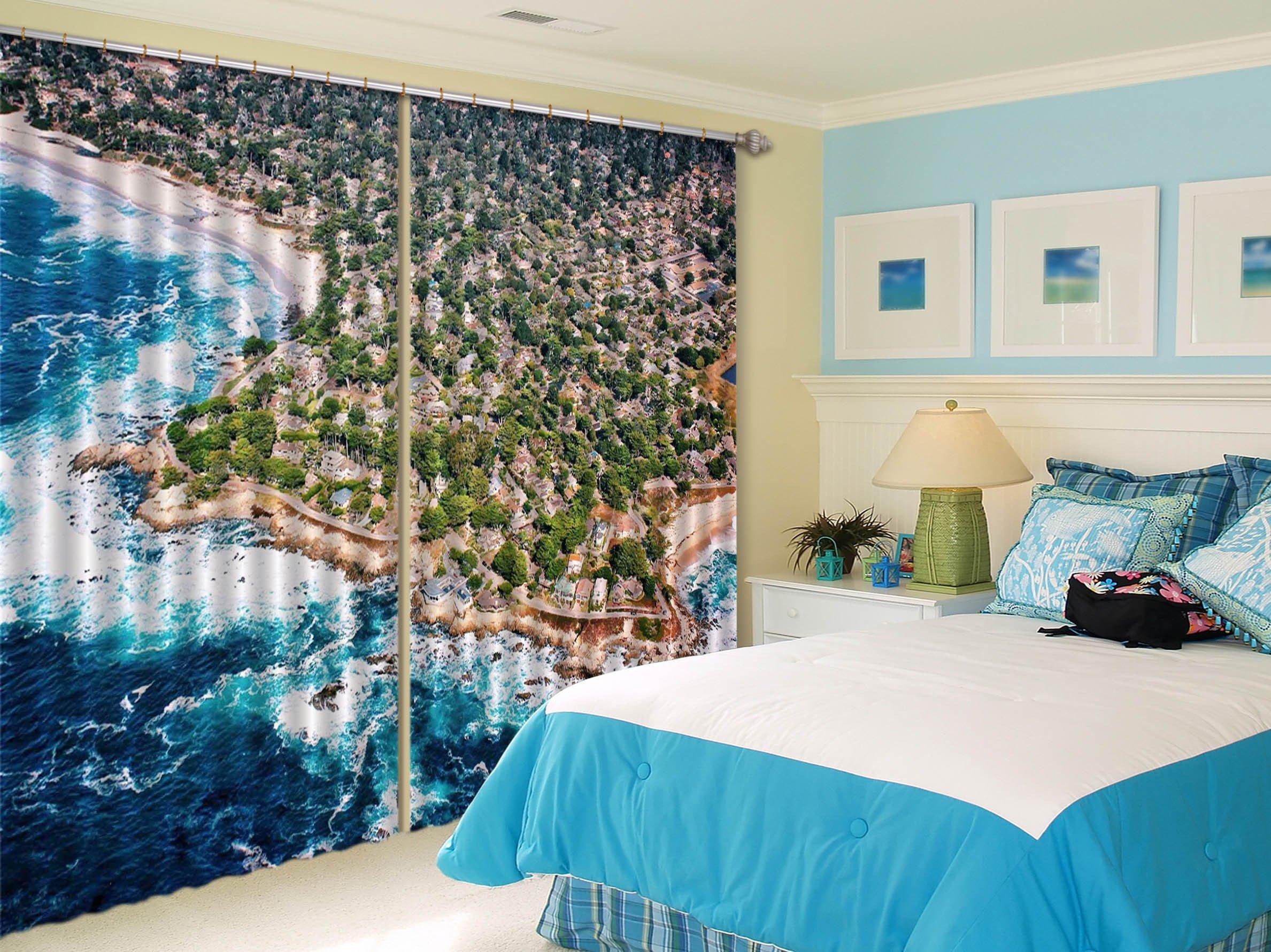 3D Seaside Town Scenery 356 Curtains Drapes Wallpaper AJ Wallpaper 