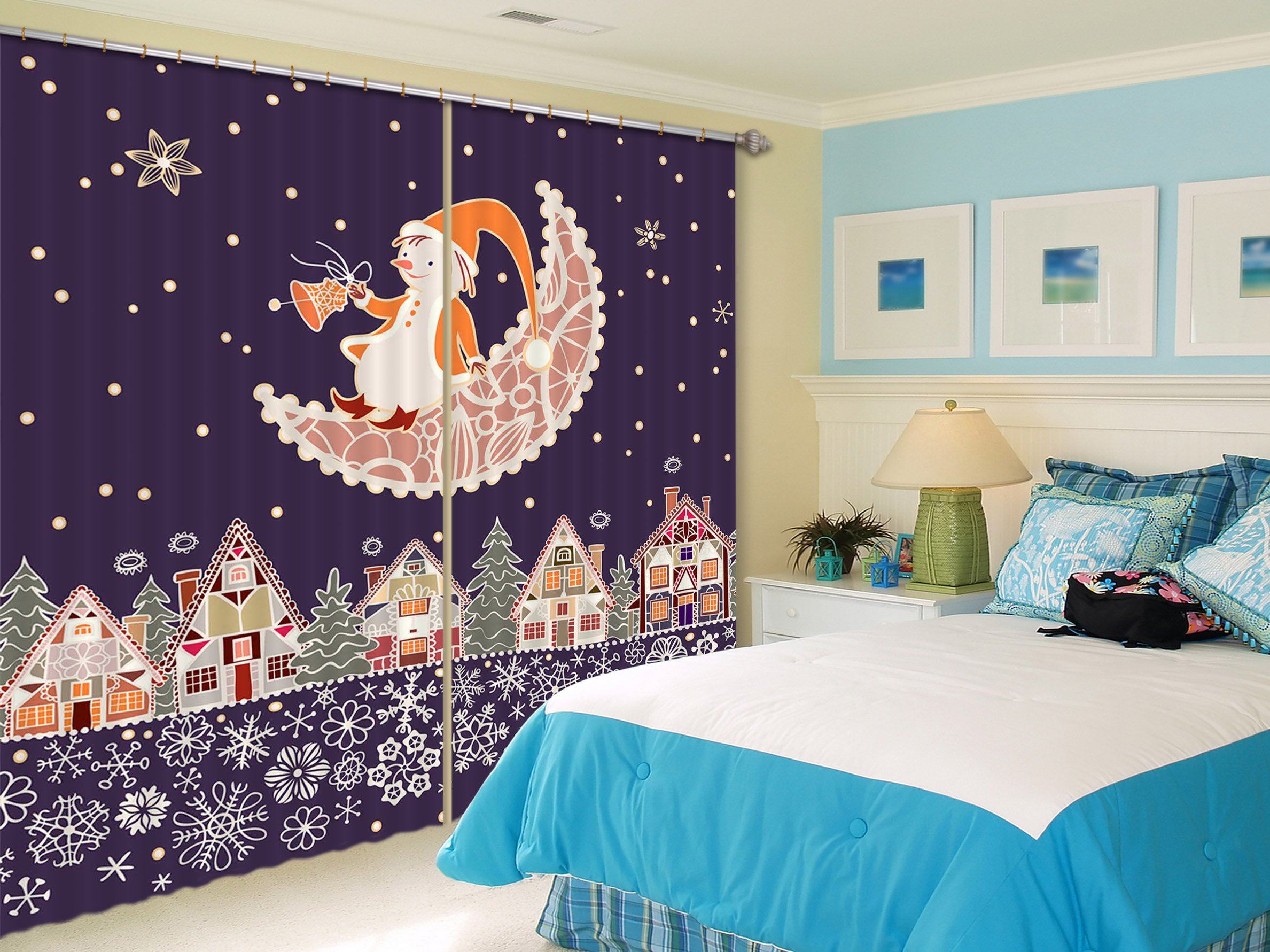 3D Cartoon Moon Girl 73 Curtains Drapes Curtains AJ Creativity Home 
