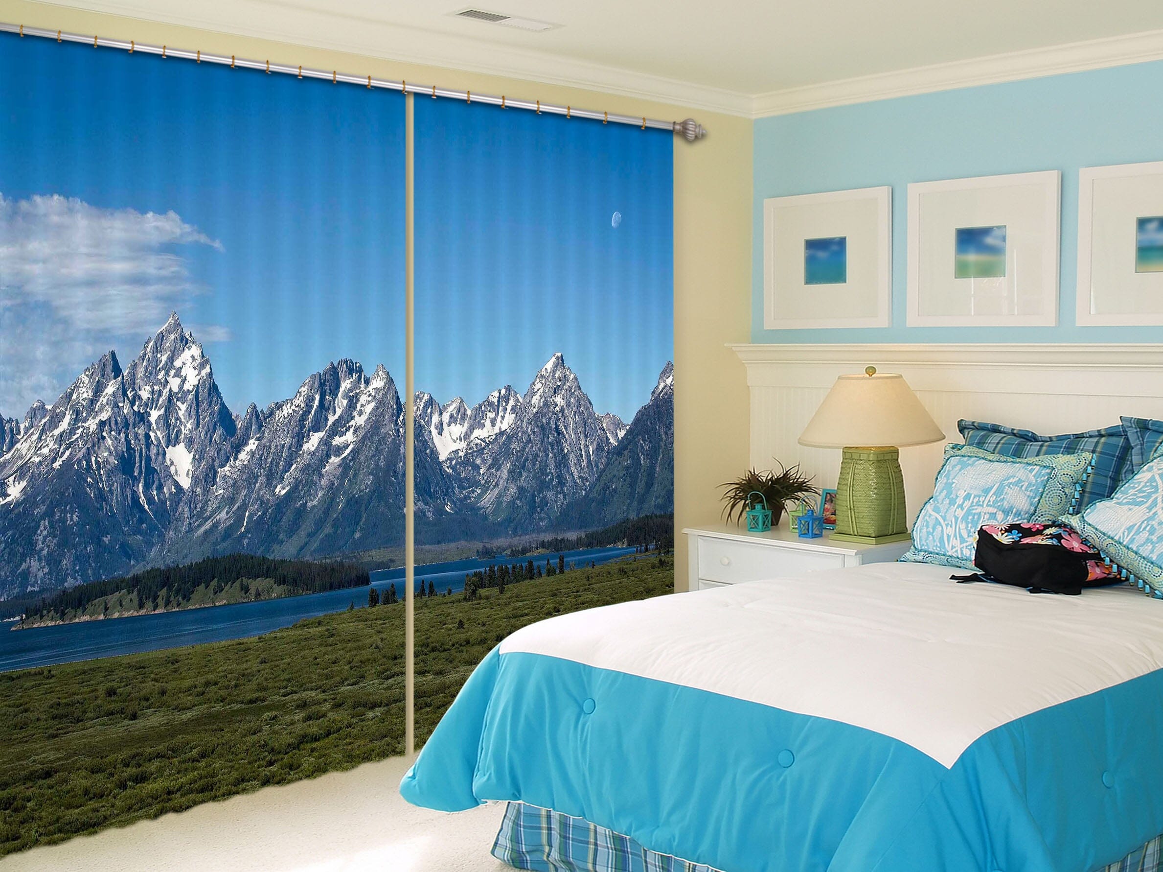 3D Distant Mountains 061 Kathy Barefield Curtain Curtains Drapes Curtains AJ Creativity Home 