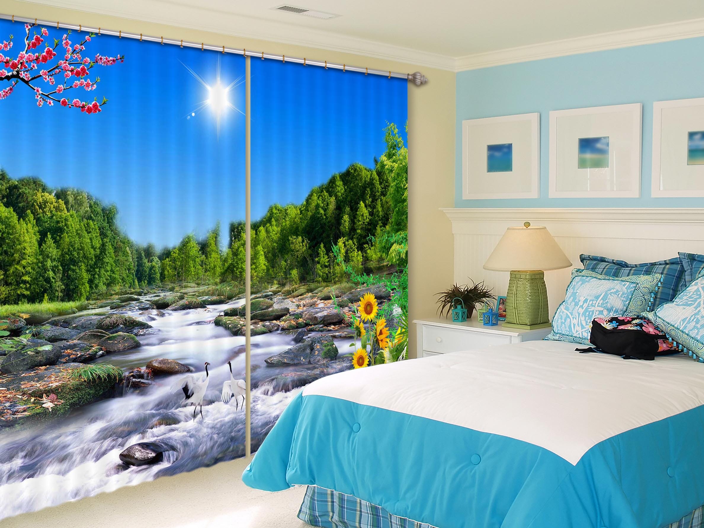 3D Canyon Stream 820 Curtains Drapes Wallpaper AJ Wallpaper 