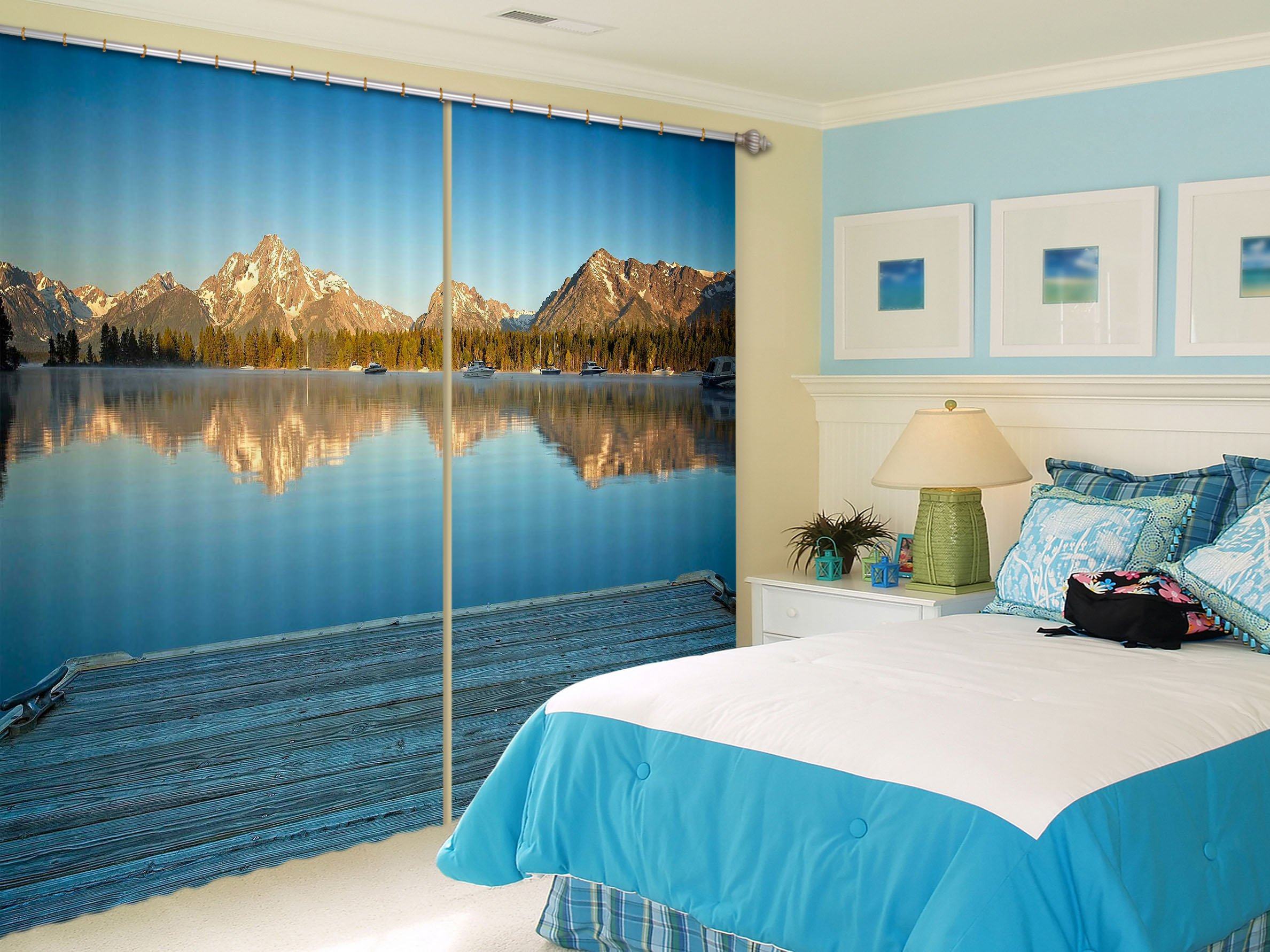 3D Boat Dock 047 Kathy Barefield Curtain Curtains Drapes Curtains AJ Creativity Home 