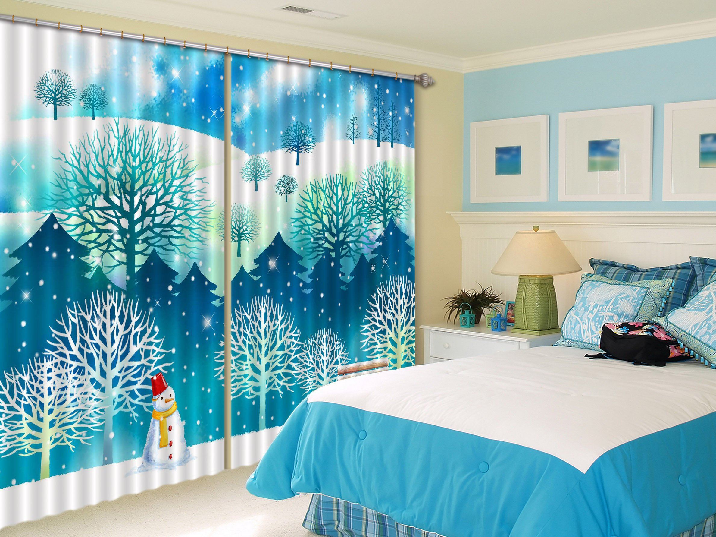 3D Snow Pattern 160 Curtains Drapes Wallpaper AJ Wallpaper 