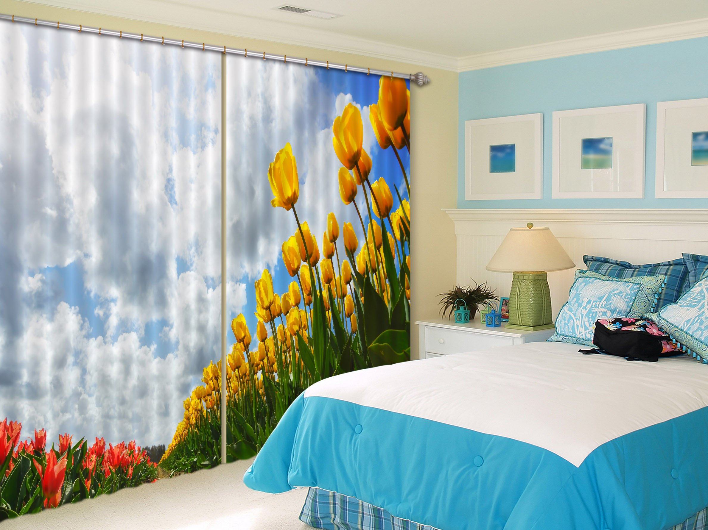 3D Flowers Field 423 Curtains Drapes Wallpaper AJ Wallpaper 