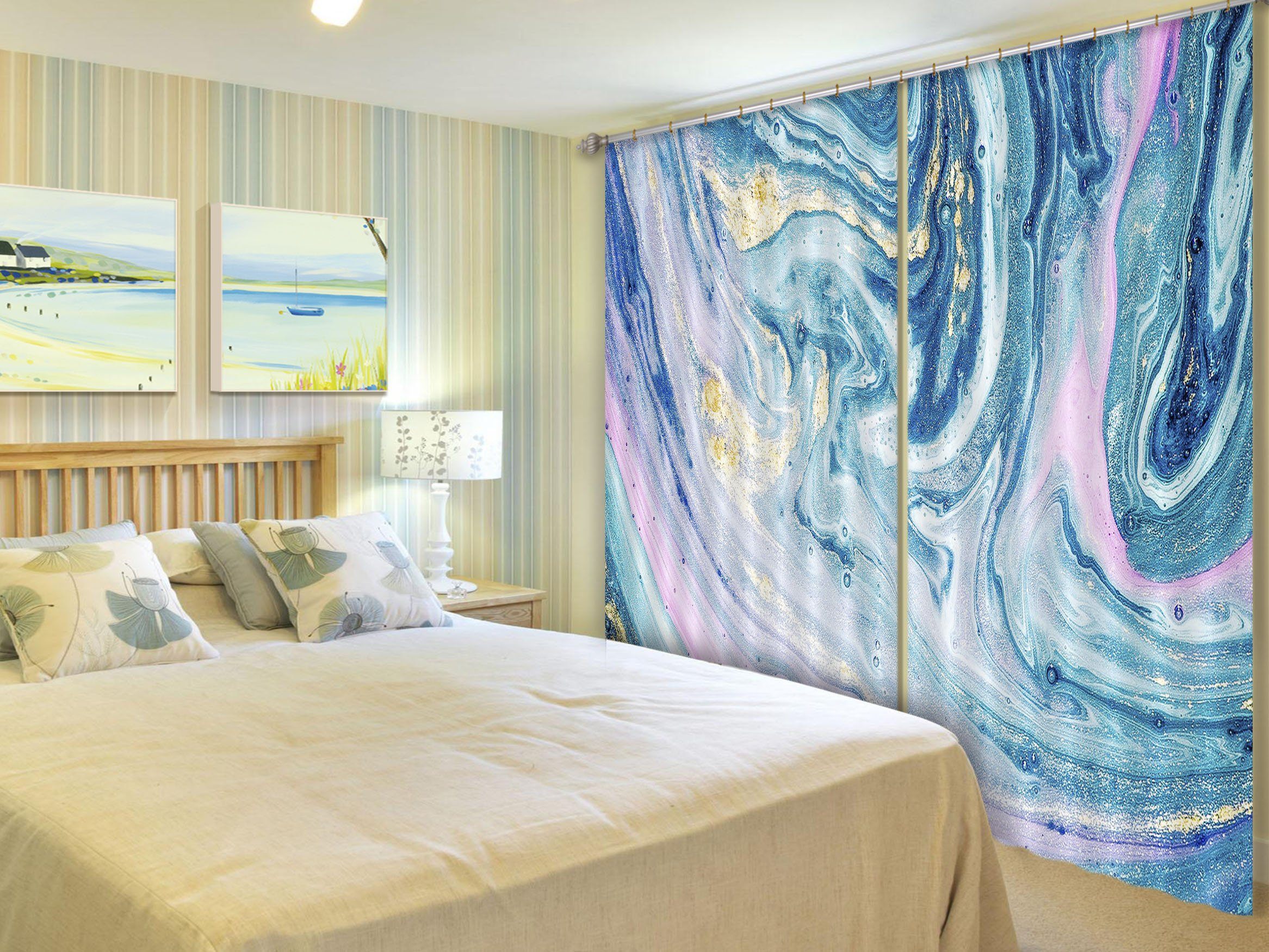 3D Graffiti Abstract Light Green 88 Curtains Drapes Curtains AJ Creativity Home 