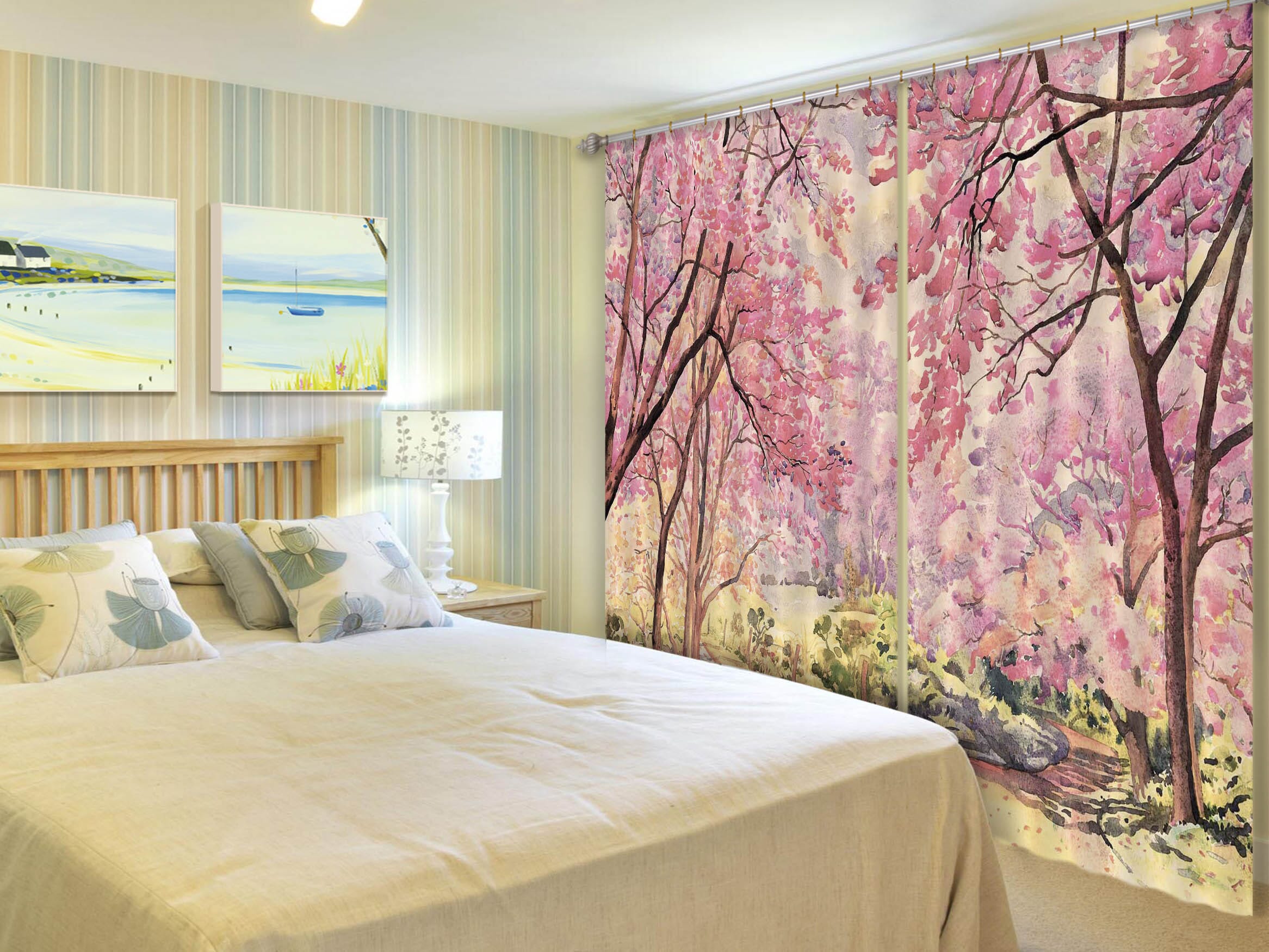 3D Peach Blossom Forest 119 Curtains Drapes Wallpaper AJ Wallpaper 