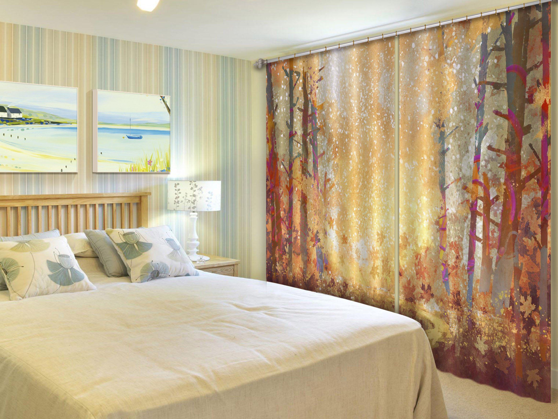 3D Color Trees Painting 518 Curtains Drapes Wallpaper AJ Wallpaper 