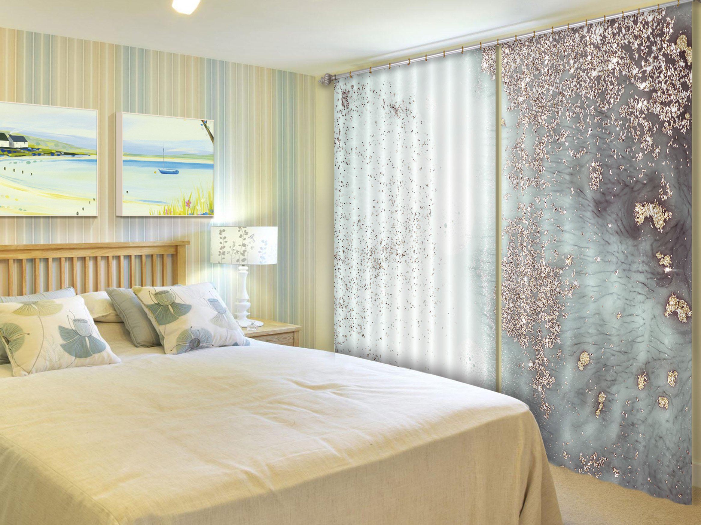 3D Gray Blue Gradient 77 Curtains Drapes Curtains AJ Creativity Home 