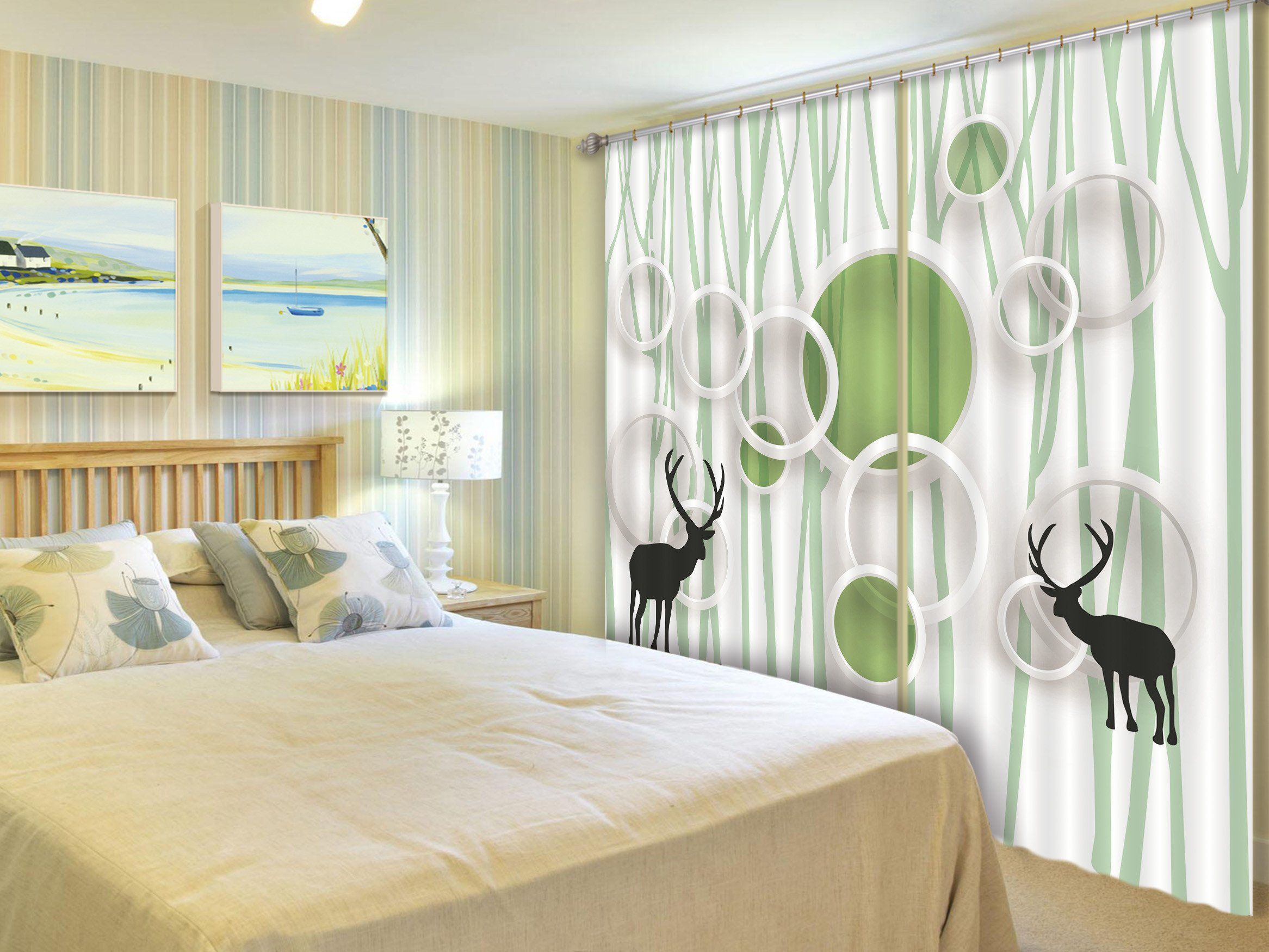 3D Animals Rings Pattern 434 Curtains Drapes Wallpaper AJ Wallpaper 